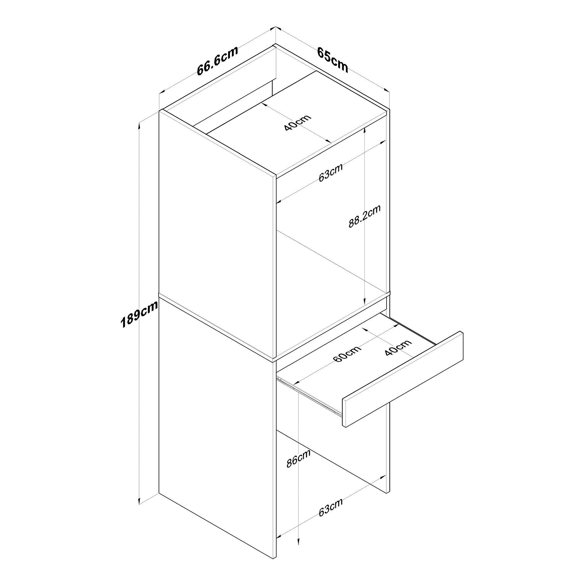 Armário de Banheiro – 66,6 cm x 189 cm x 65 cm – Branco – Aglomerado