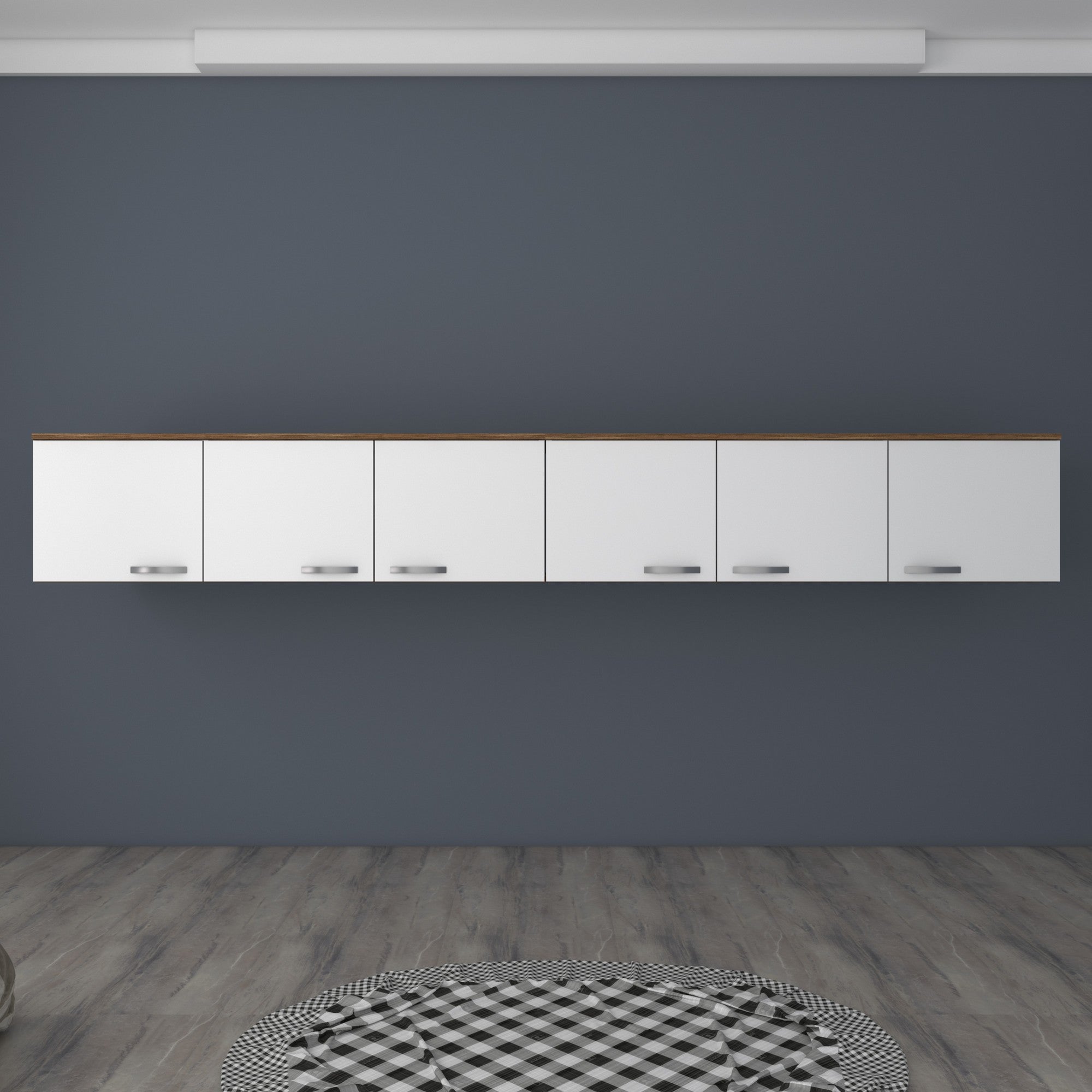 Armário de Parede – 243 cm x 45 cm x 48,3 cm – Nogueira e Branco – MDF