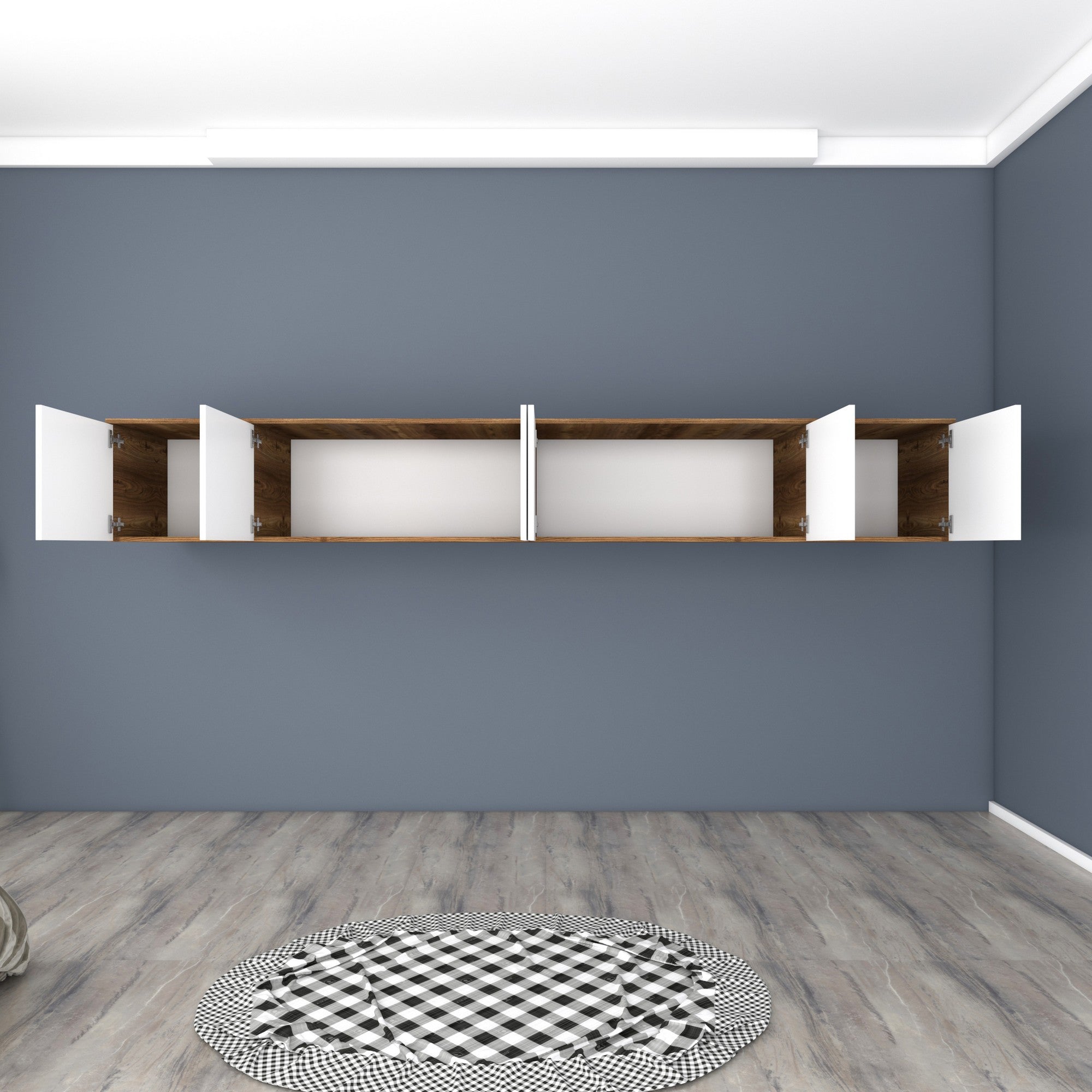 Armário de Parede – 243 cm x 45 cm x 48,3 cm – Nogueira e Branco – MDF