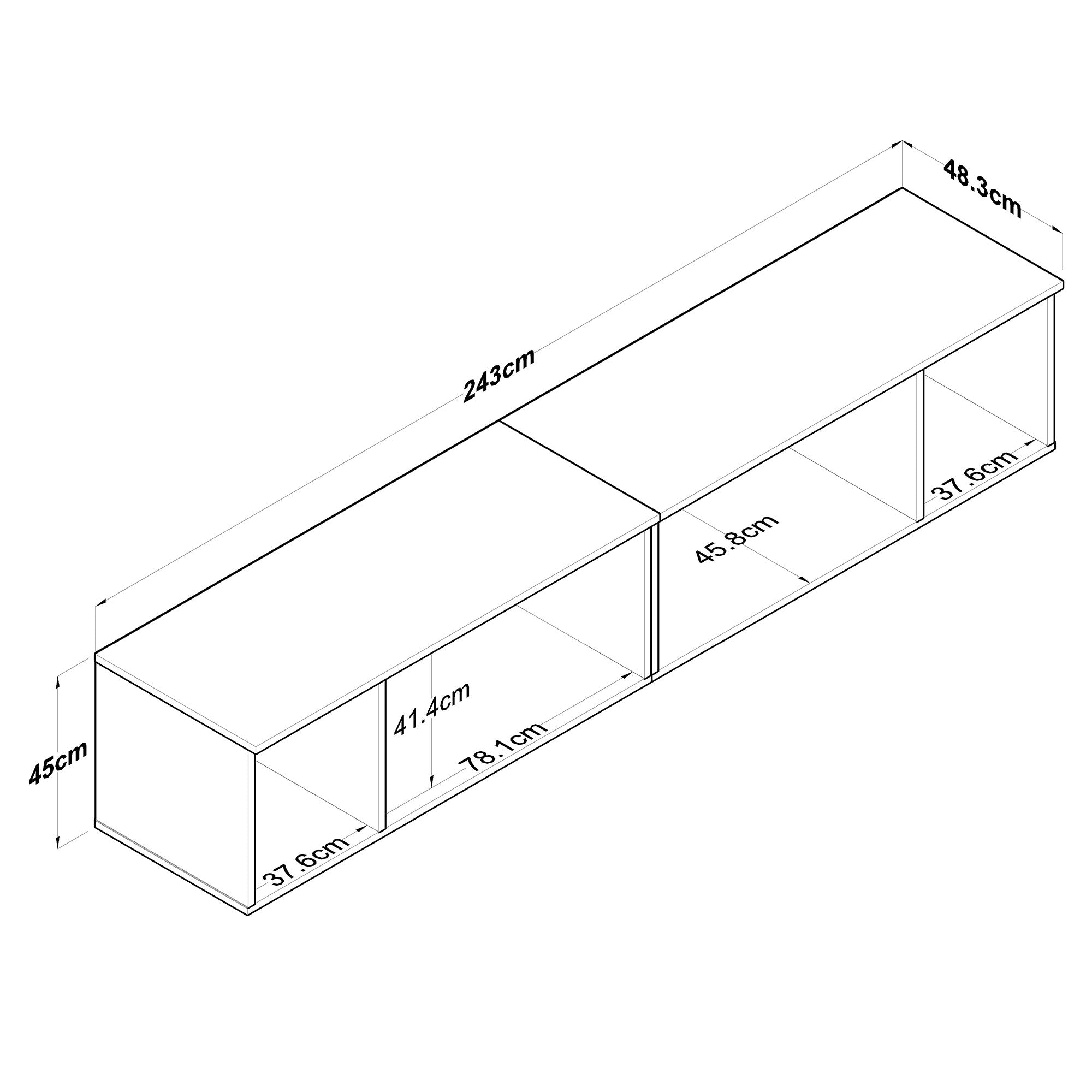 Armário de Parede – 243 cm x 45 cm x 48,3 cm – Nogueira e Branco – MDF