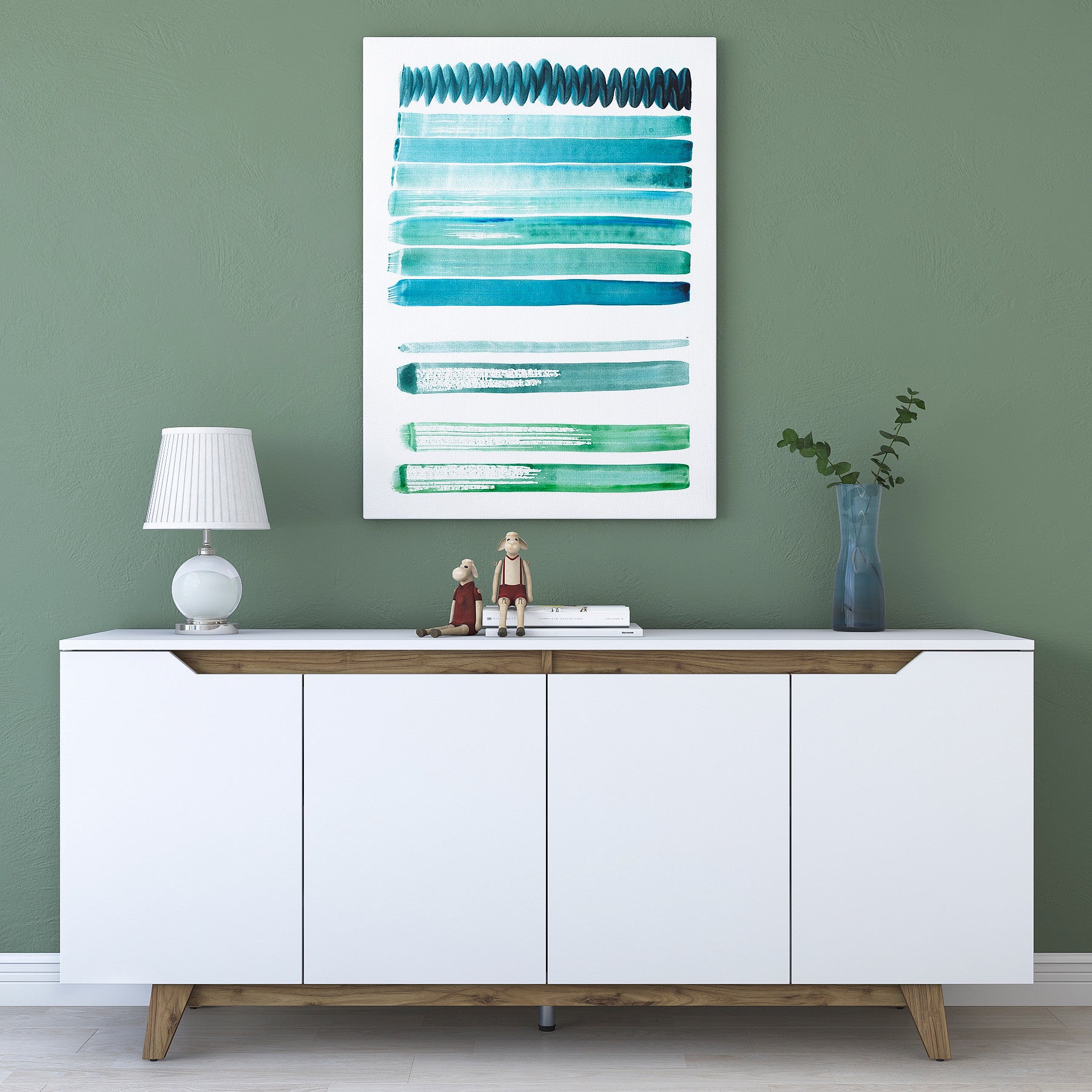 Aparador Moderno – 180 x 45 x 78,6 cm – Branco e Nogueira – Melamina