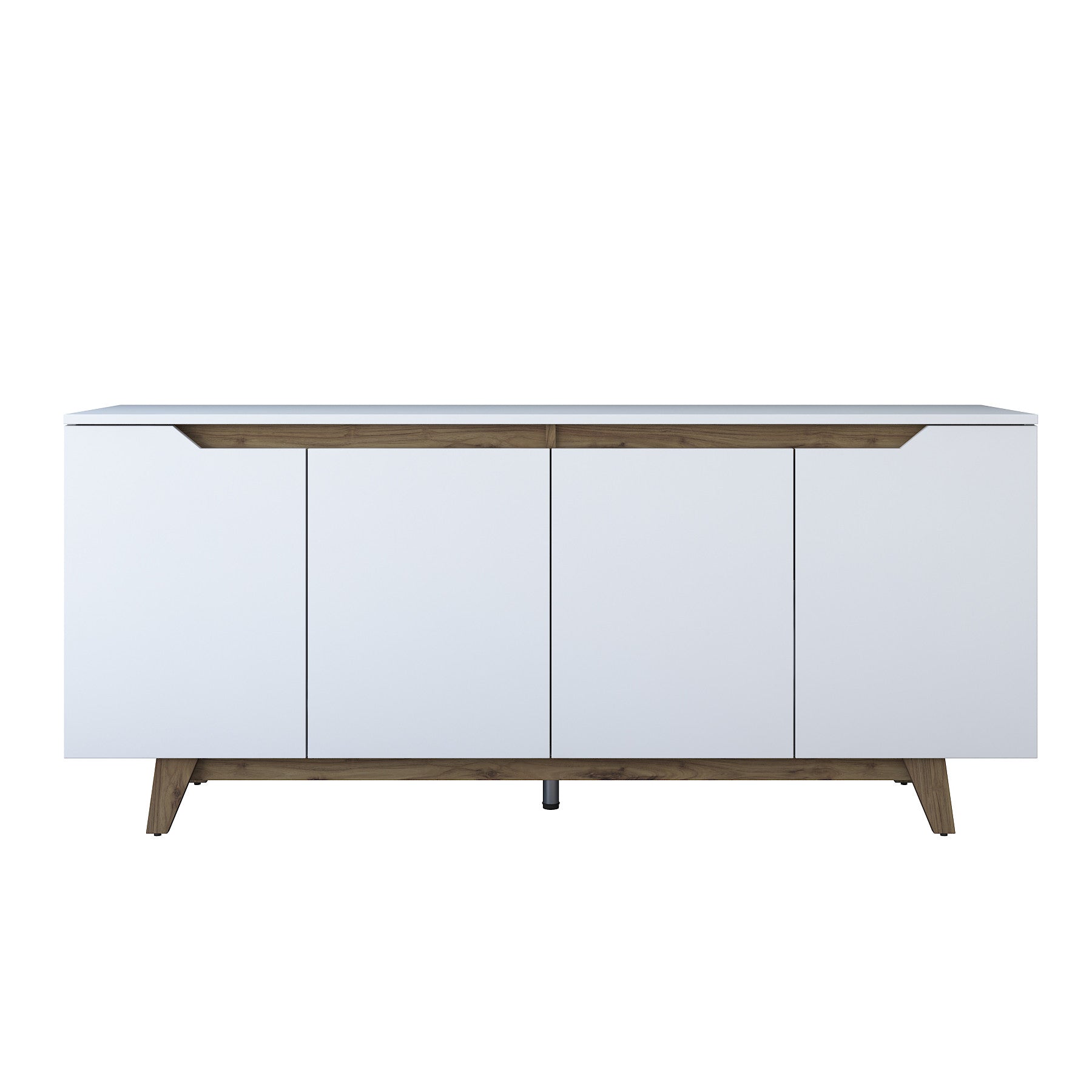 Aparador Moderno – 180 x 45 x 78,6 cm – Branco e Nogueira – Melamina