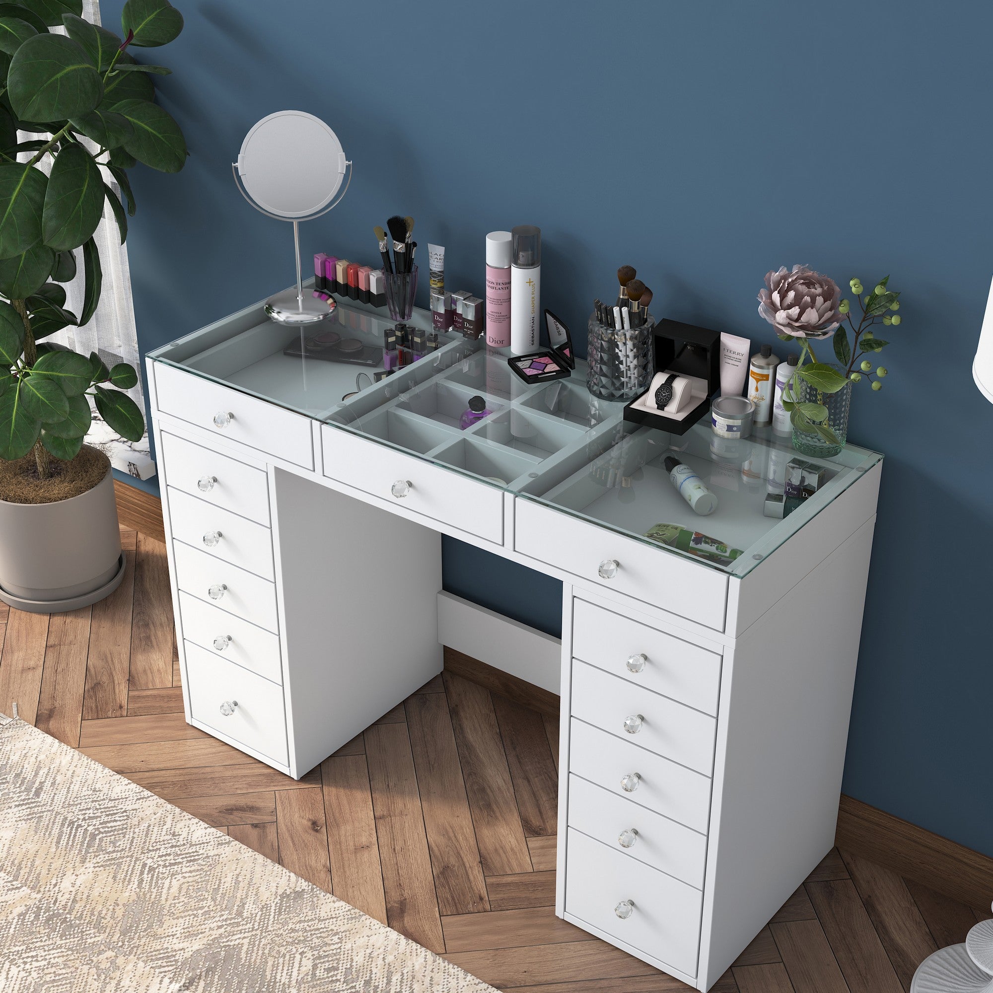 Toucador – 120 cm x 79,8 cm x 44,5 cm – Branca – Aglomerado Melamínico