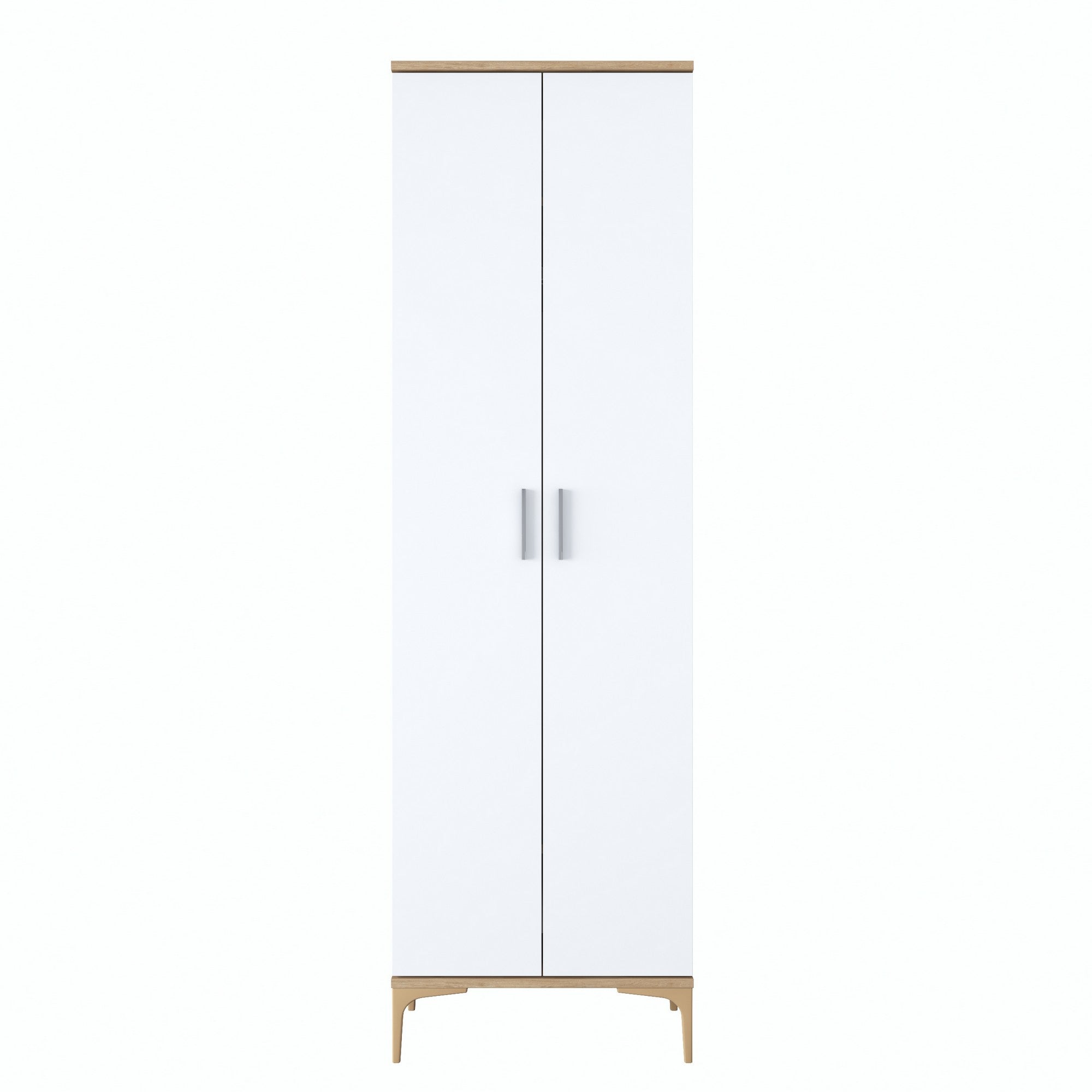 Aparador de hall – 60 x 37,5 x 198,6 cm – Nogueira e Branco – Aglomerado revestido a melamina