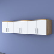 Prateleira de parede elegante, nogueira e branca, 180 x 41,4 x 37,5 cm | Aglomerado de qualidade E1 100% revestido com melamina, 18 mm de espessura | Perfeito para decoração moderna