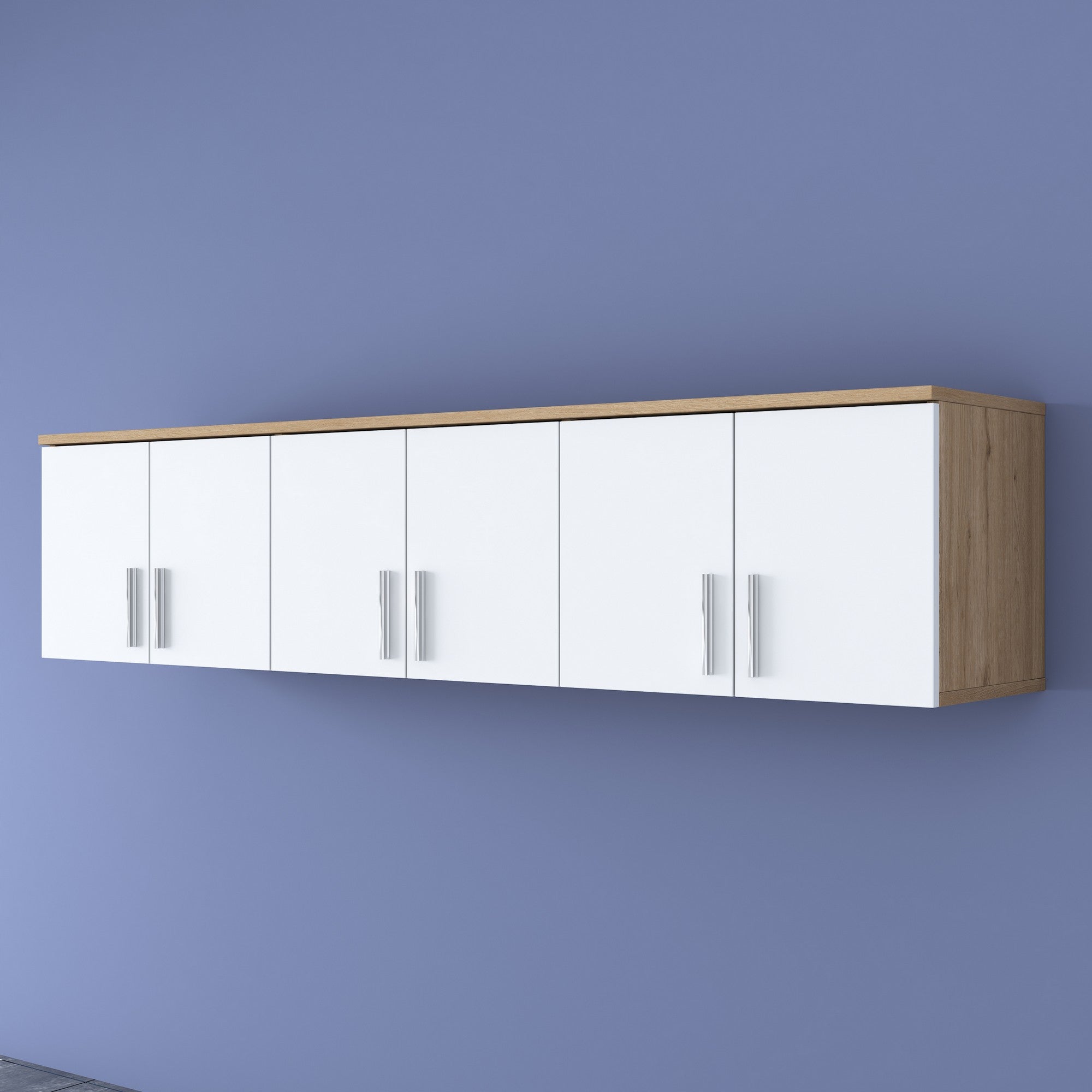 Prateleira de parede elegante, nogueira e branca, 180 x 41,4 x 37,5 cm | Aglomerado de qualidade E1 100% revestido com melamina, 18 mm de espessura | Perfeito para decoração moderna