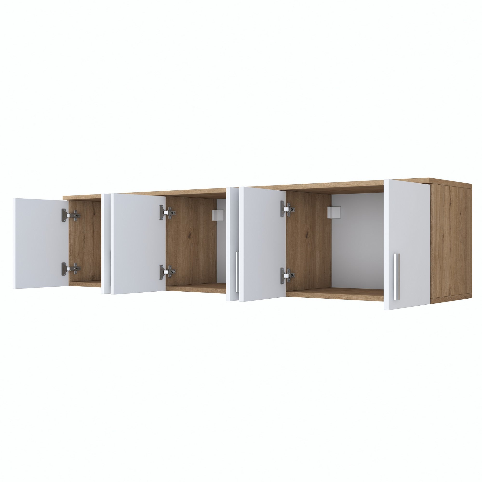Prateleira de parede elegante, nogueira e branca, 180 x 41,4 x 37,5 cm | Aglomerado de qualidade E1 100% revestido com melamina, 18 mm de espessura | Perfeito para decoração moderna