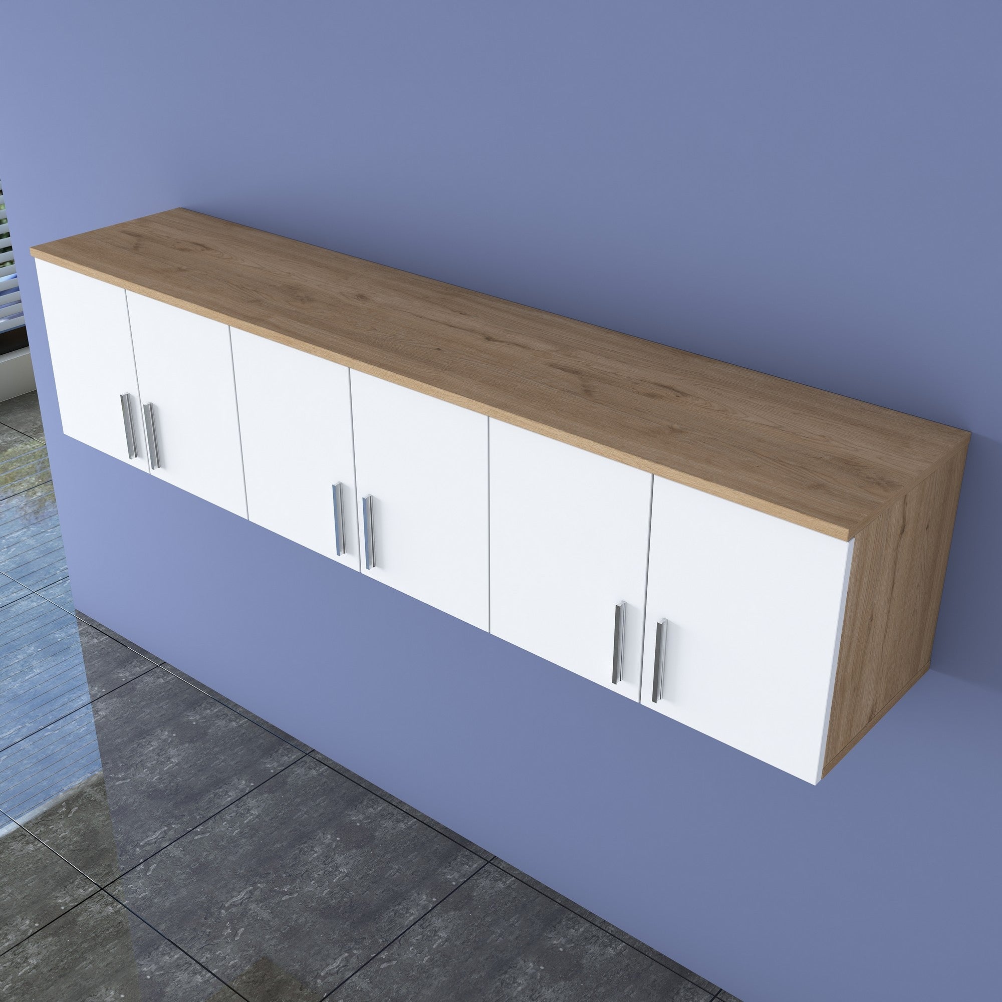 Prateleira de parede elegante, nogueira e branca, 180 x 41,4 x 37,5 cm | Aglomerado de qualidade E1 100% revestido com melamina, 18 mm de espessura | Perfeito para decoração moderna