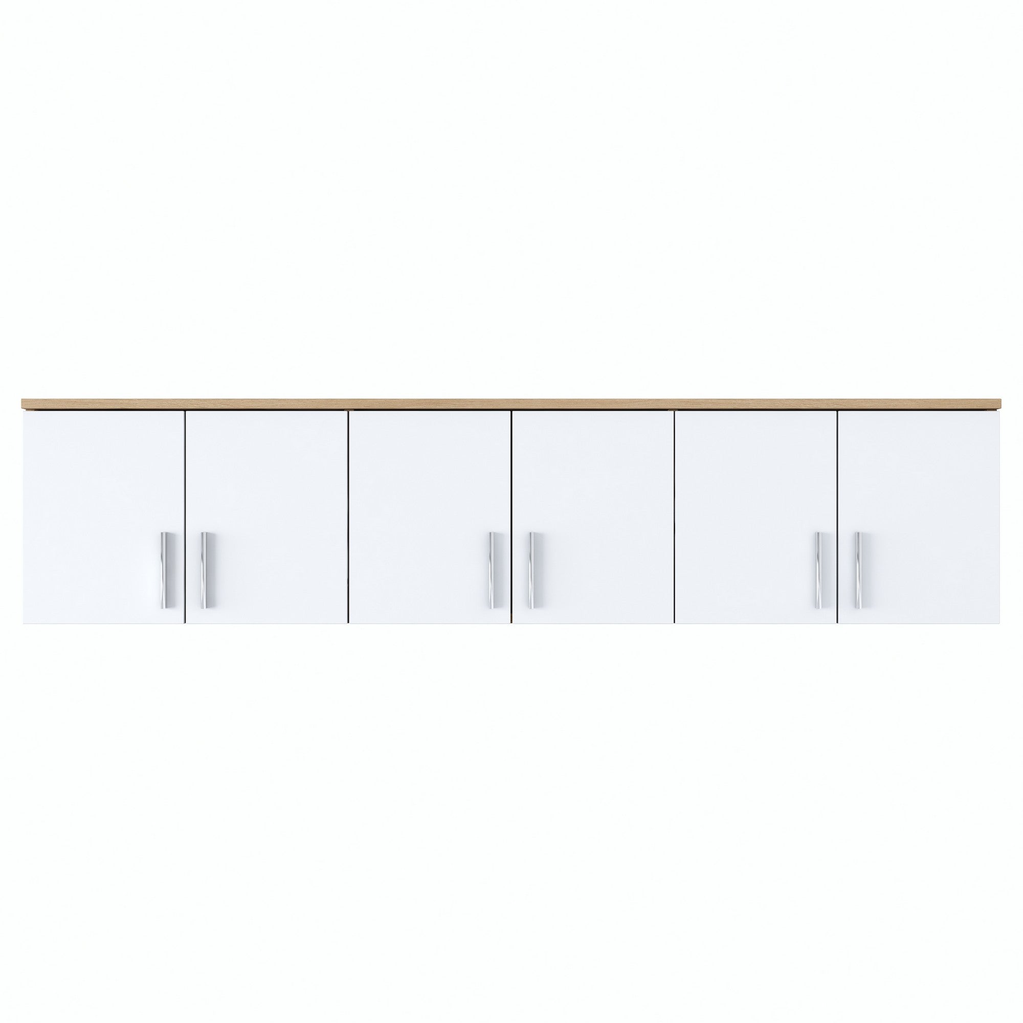 Prateleira de parede elegante, nogueira e branca, 180 x 41,4 x 37,5 cm | Aglomerado de qualidade E1 100% revestido com melamina, 18 mm de espessura | Perfeito para decoração moderna