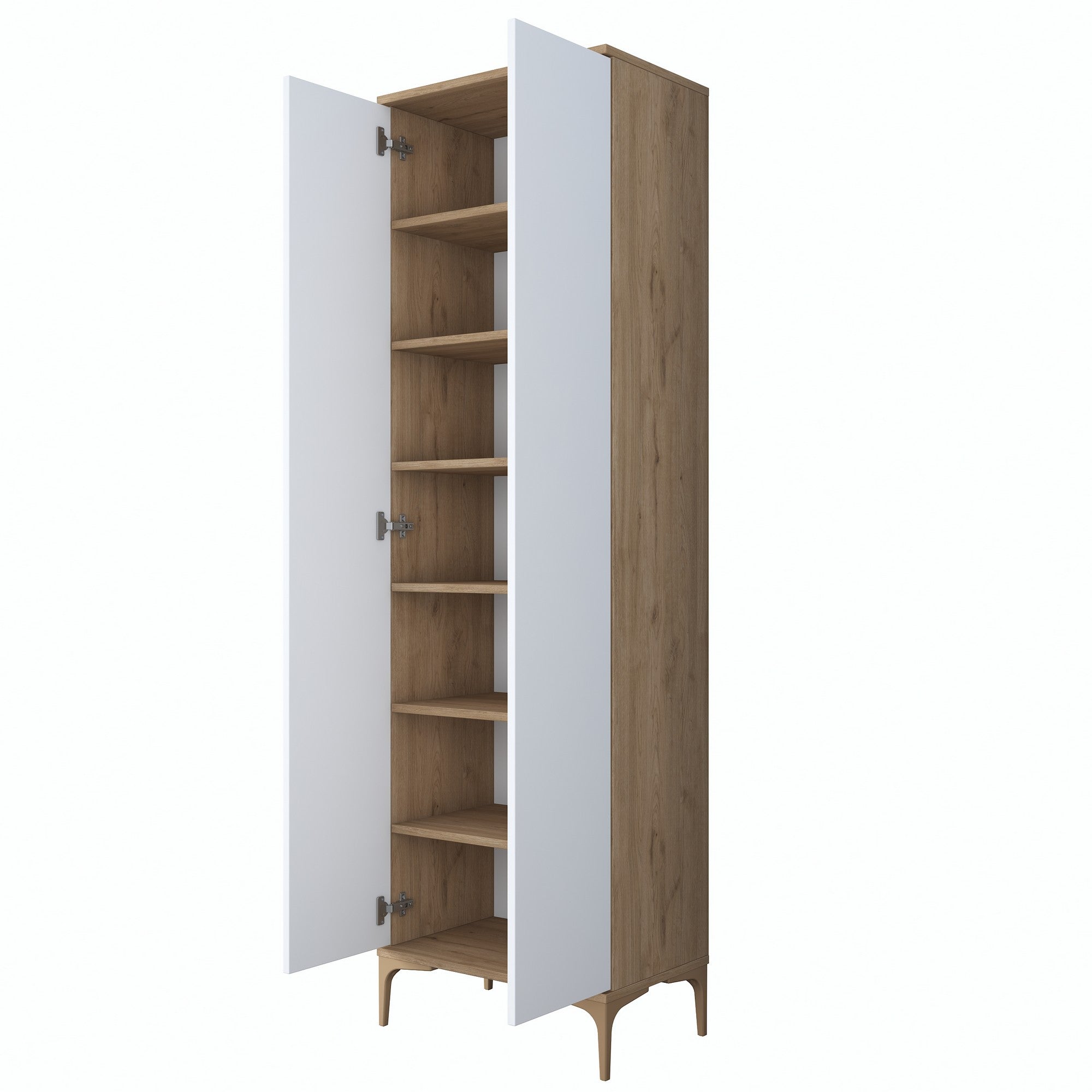 Aparador de hall – 60 x 37,5 x 198,6 cm – nogueira e branco – aglomerado