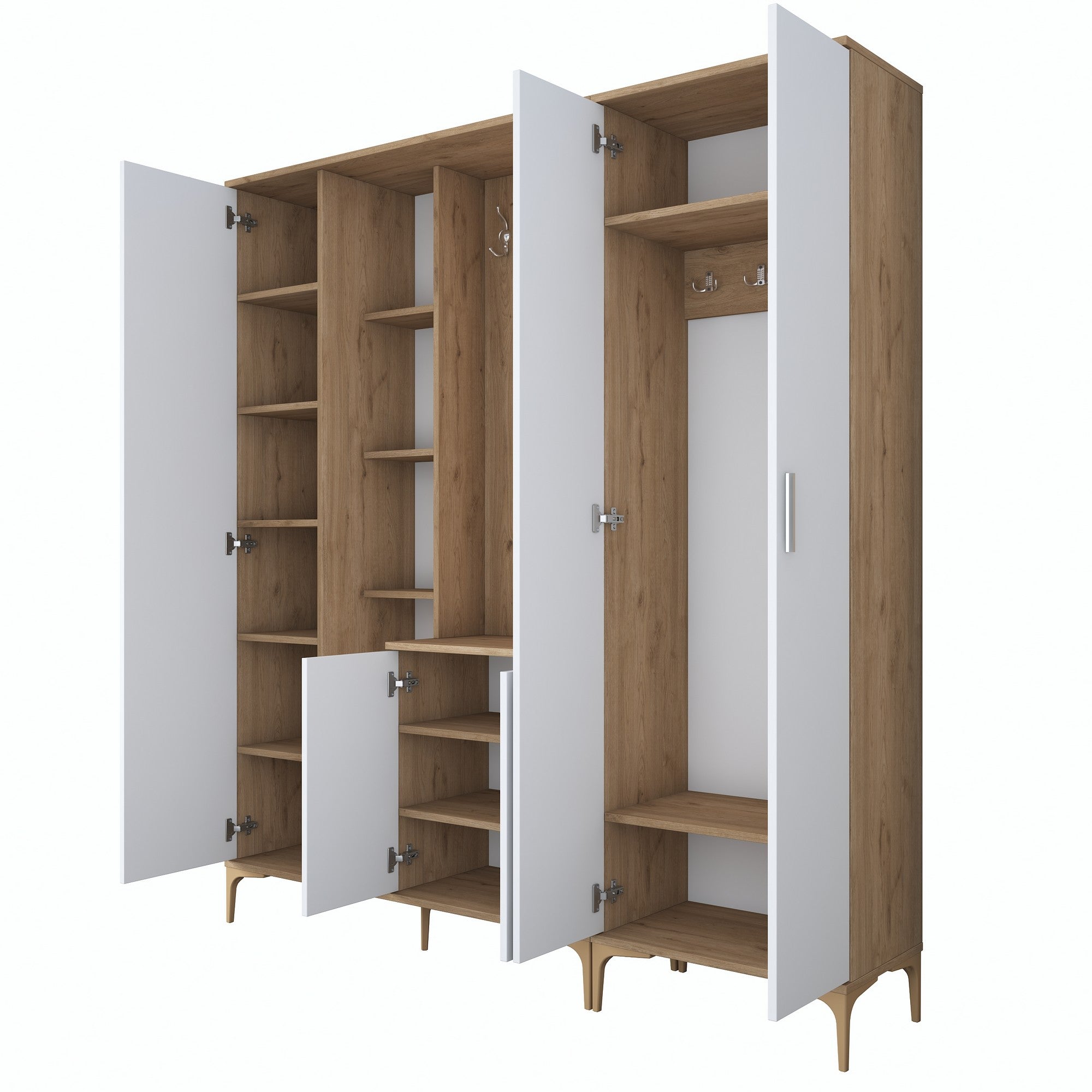 Aparador de hall – 180 x 198,6 x 37,5 cm – Nogueira e branco – Aglomerado