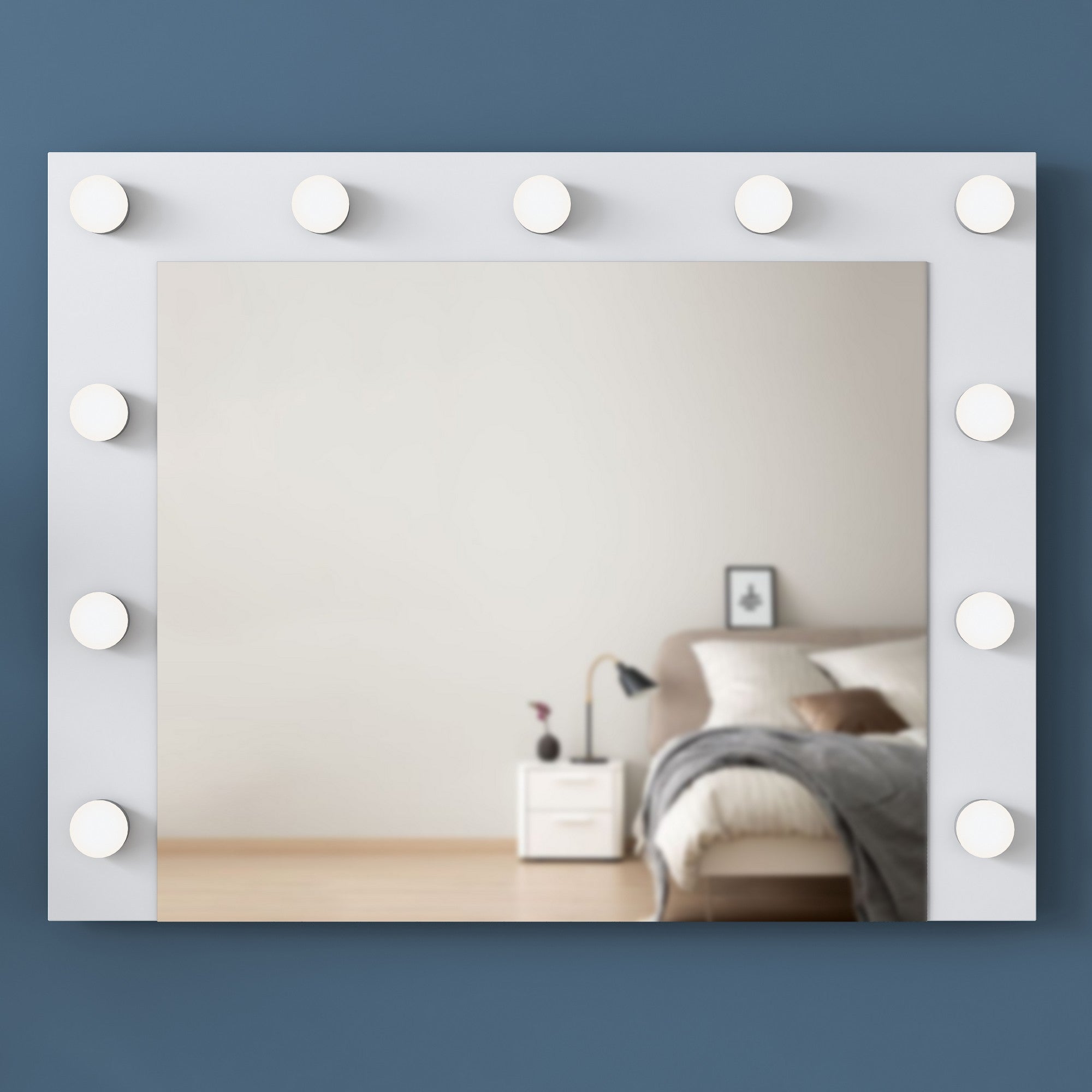 Espelho decorativo elegante em aglomerado, branco, 90 x 71,8 x 15 cm | 100% revestido em melamina, qualidade E1, 18 mm de espessura | Perfeito para decoração moderna