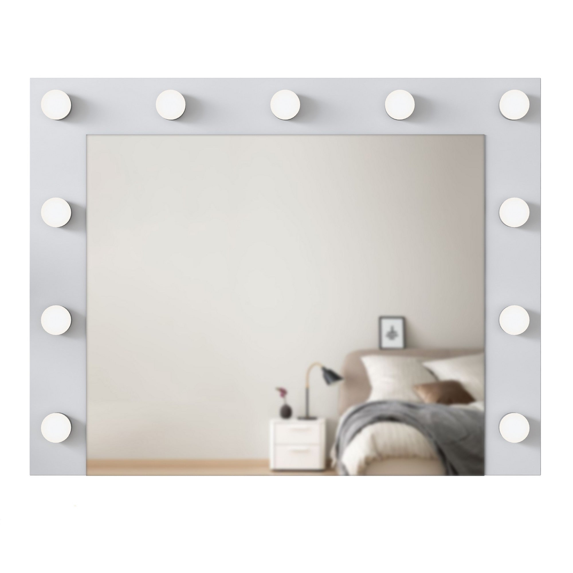 Espelho decorativo elegante em aglomerado, branco, 90 x 71,8 x 15 cm | 100% revestido em melamina, qualidade E1, 18 mm de espessura | Perfeito para decoração moderna