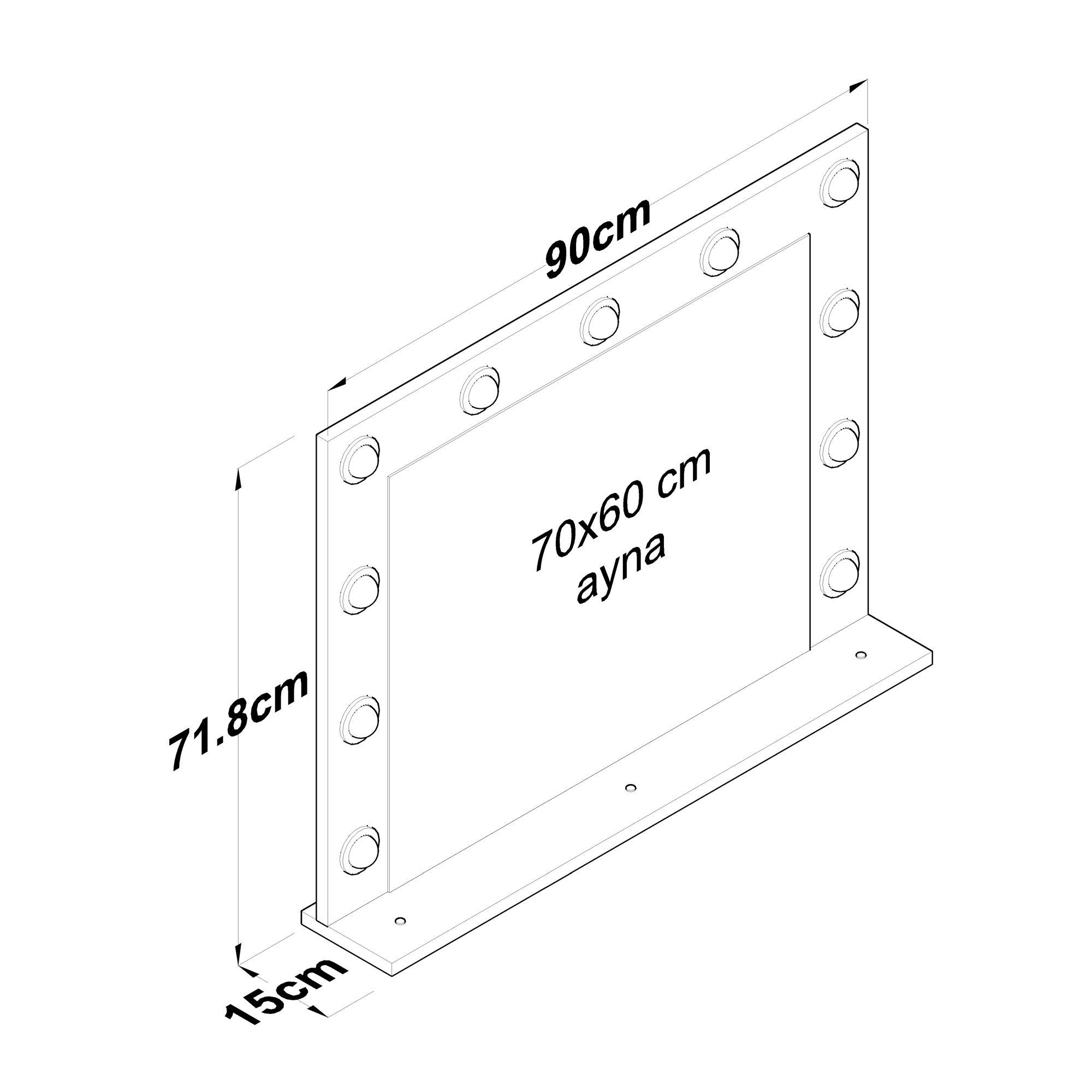 Espelho decorativo elegante em aglomerado, branco, 90 x 71,8 x 15 cm | 100% revestido em melamina, qualidade E1, 18 mm de espessura | Perfeito para decoração moderna