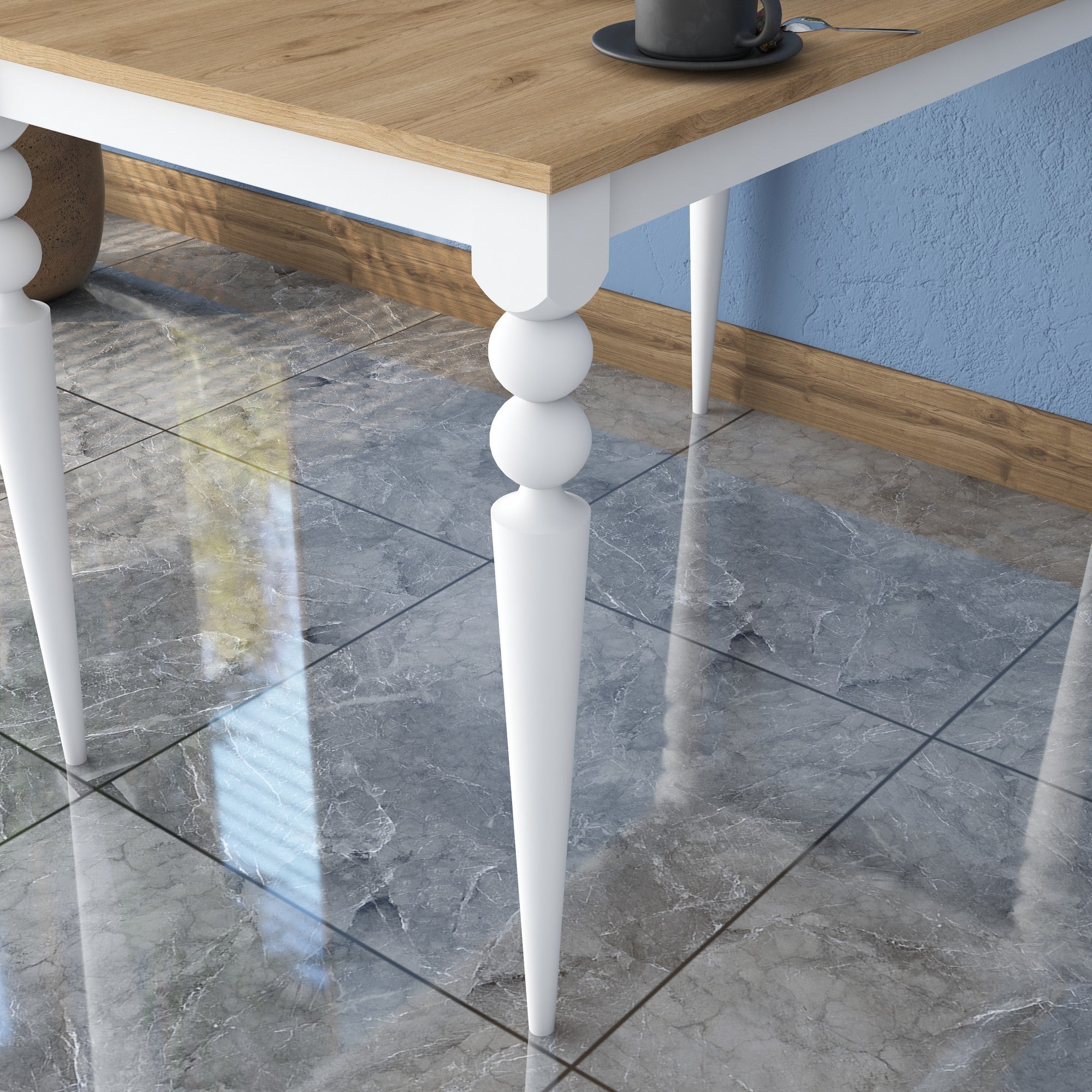 Mesa de Jantar Elegante em Nogueira e Branco, 120 cm x 73,8 cm x 70 cm | Aglomerado 100% Melamina E1 de Qualidade, 18 mm de Espessura | Perfeita para Salas de Jantar Modernas