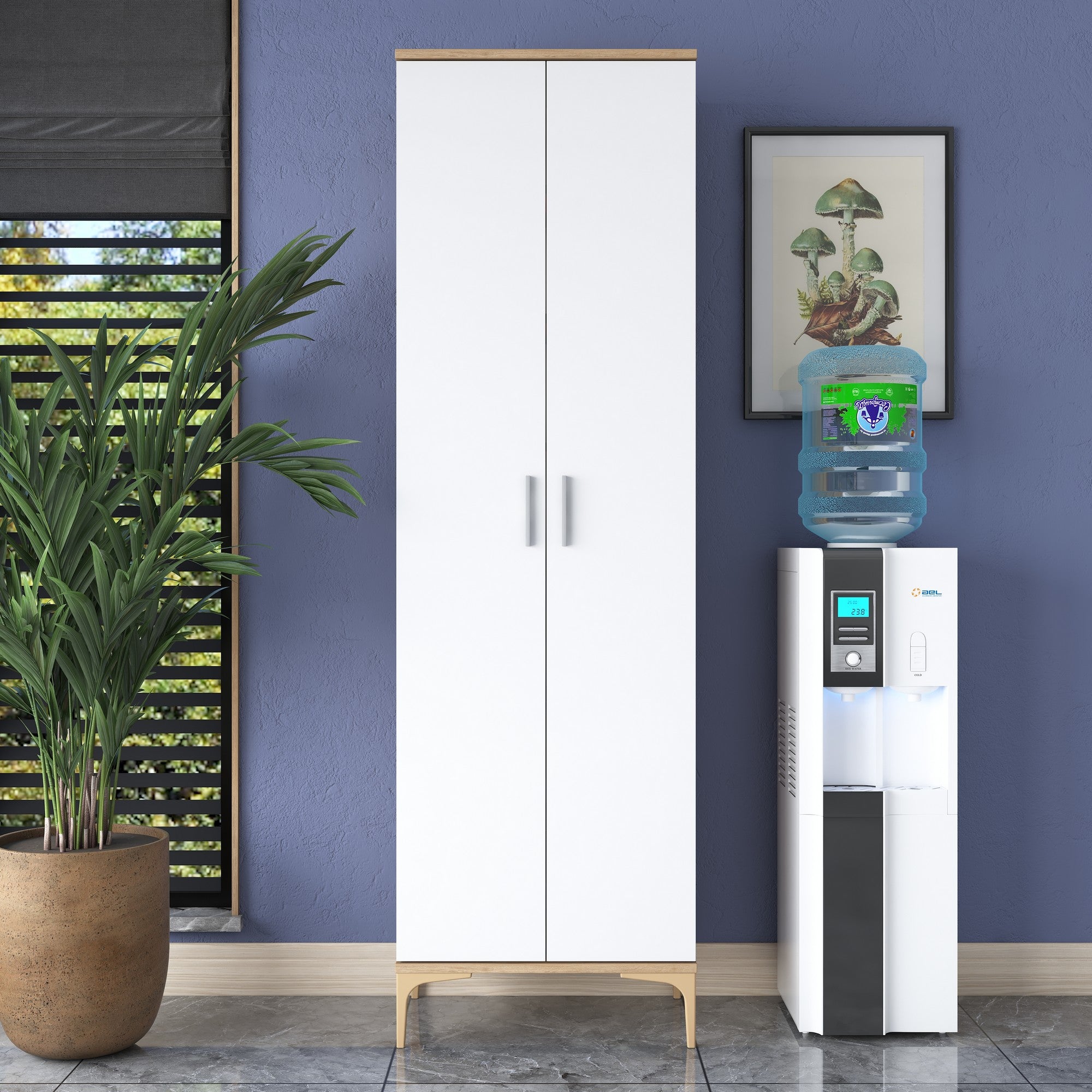 Armário multiuso – 60 x 37,5 x 198,6 cm – Nogueira e Branco – Aglomerado