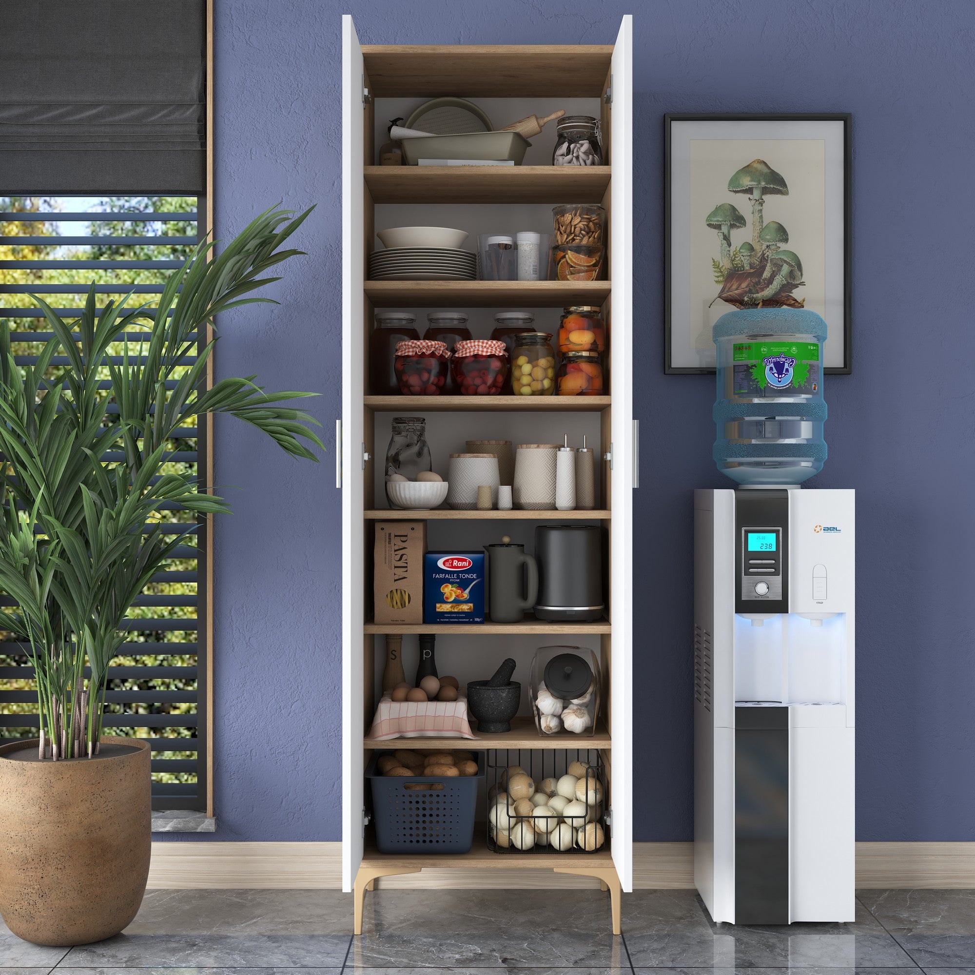 Armário multiuso – 60 x 37,5 x 198,6 cm – Nogueira e Branco – Aglomerado