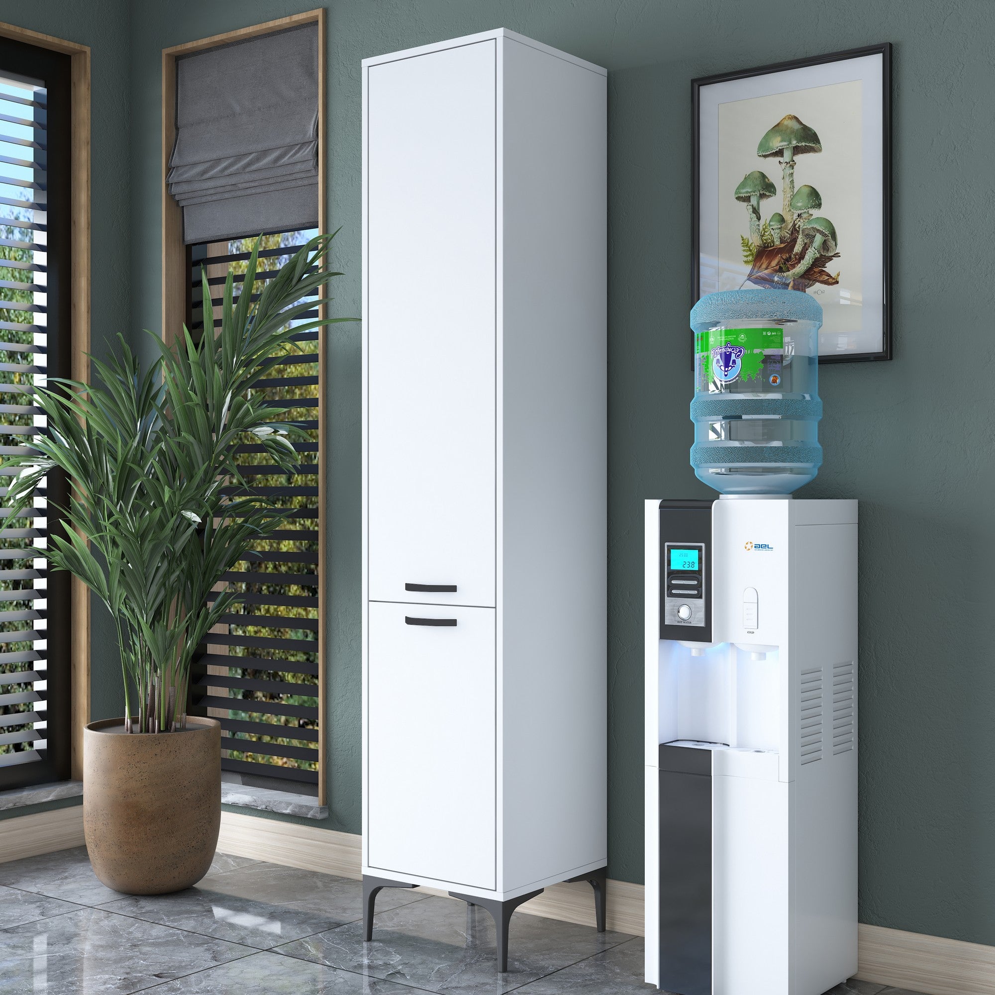 Armário multifuncional elegante – 40 x 198,6 x 40 cm – Branco – Aglomerado de qualidade E1