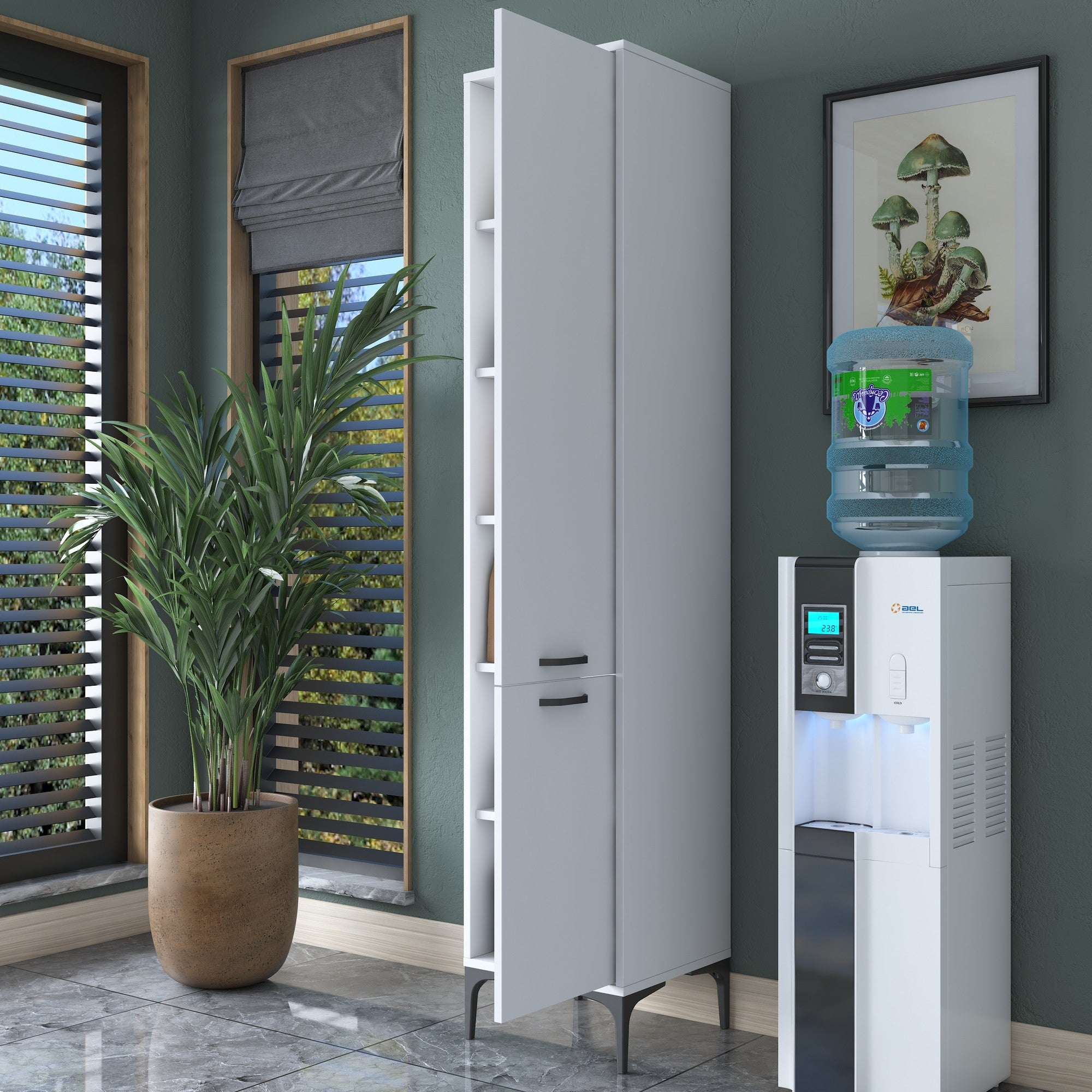 Armário multifuncional elegante – 40 x 198,6 x 40 cm – Branco – Aglomerado de qualidade E1