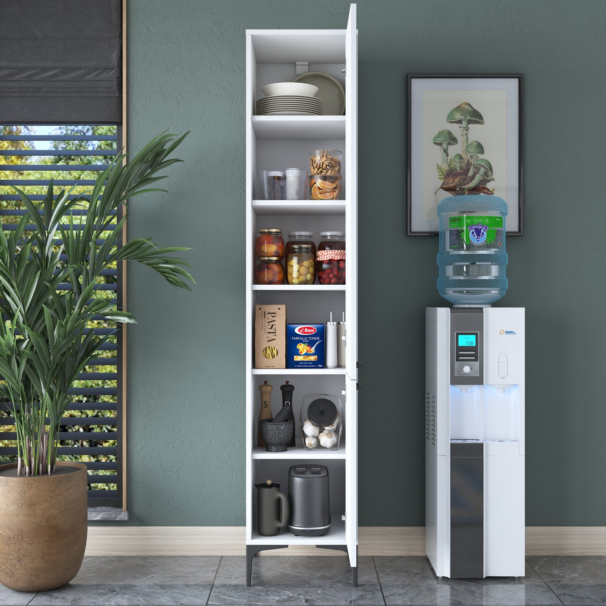 Armário multifuncional elegante – 40 x 198,6 x 40 cm – Branco – Aglomerado de qualidade E1