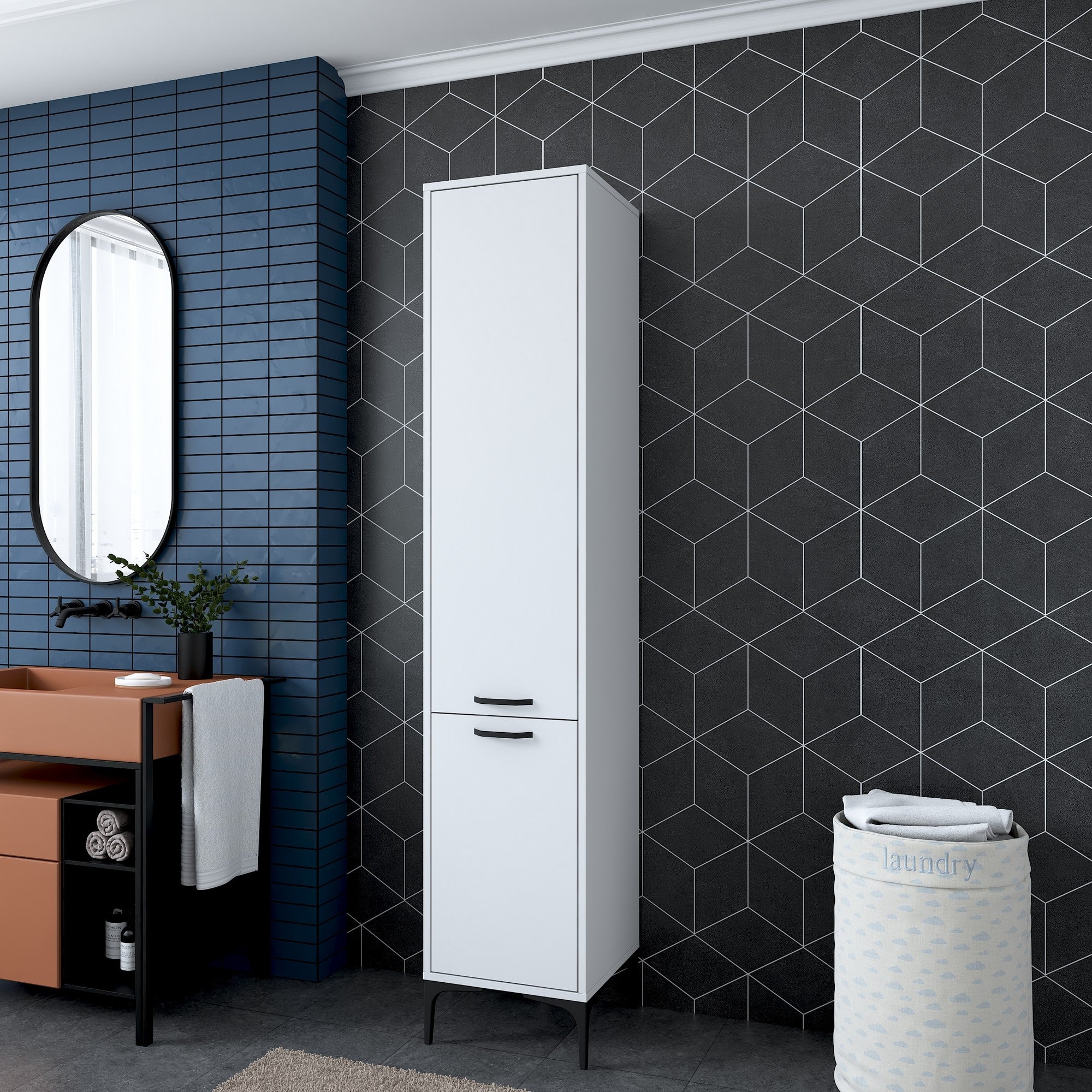 Armário multifuncional elegante – 40 x 198,6 x 40 cm – Branco – Aglomerado de qualidade E1