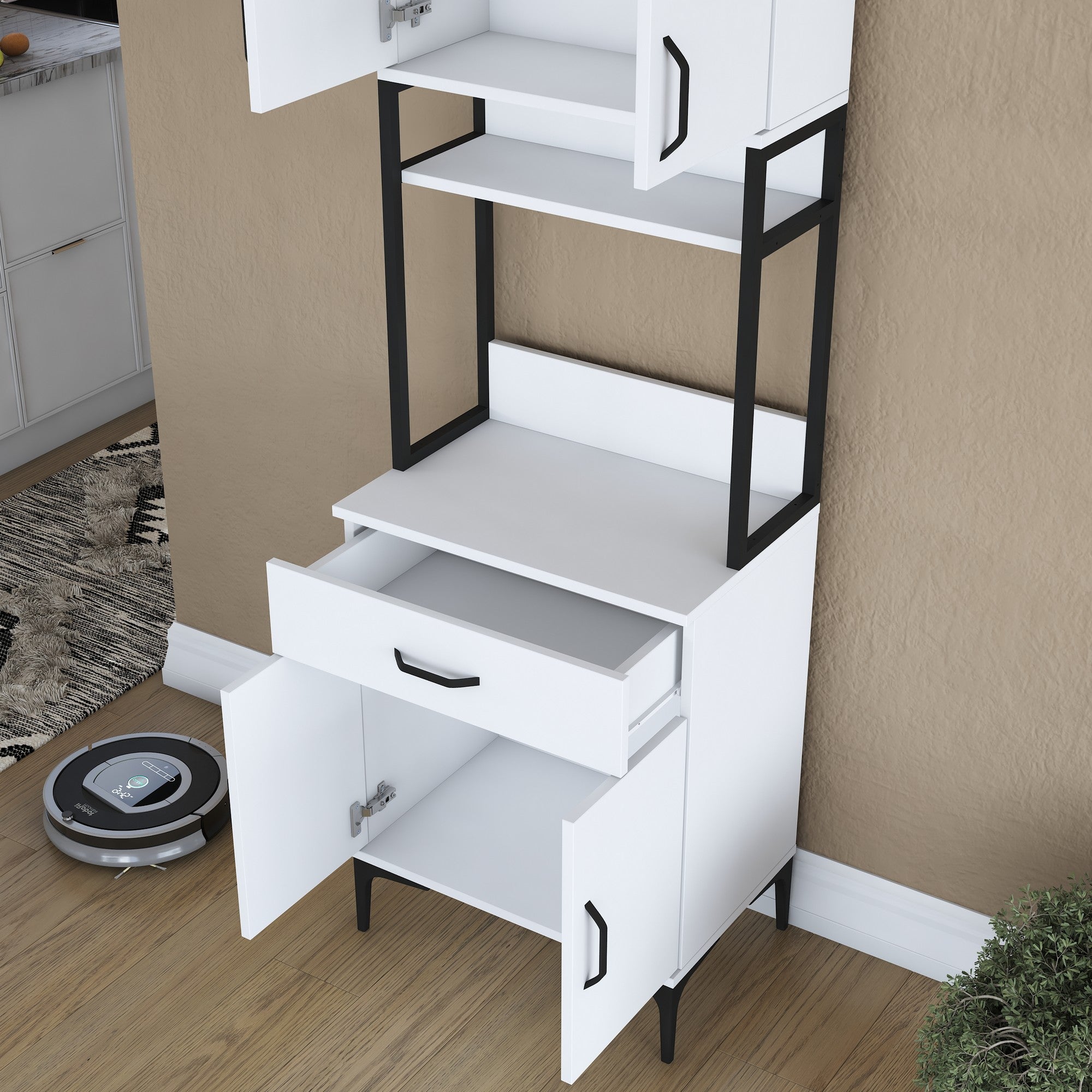 Armário multifuncional versátil, branco, 60 x 25 x 198,6 cm | 100% aglomerado de qualidade E1 revestido com melamina, 18 mm de espessura | Ideal para armazenamento em casa e no escritório