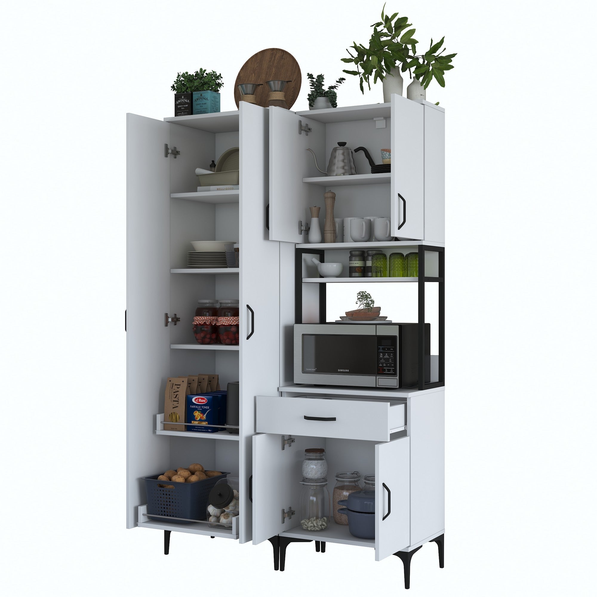 Armário multifuncional versátil, branco, 120 x 198,6 x 40 cm | 100% aglomerado de qualidade E1 revestido com melamina, 18 mm de espessura | Ideal para armazenamento em casa e no escritório