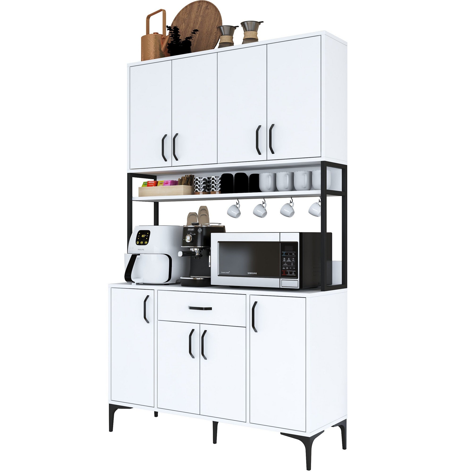 Armário multifuncional – 120 x 198,6 x 40 cm – Branco – 100% aglomerado de qualidade E1