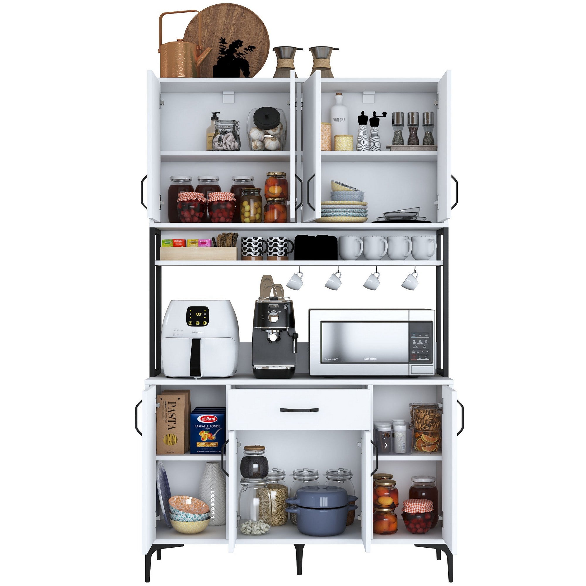 Armário multifuncional – 120 x 198,6 x 40 cm – Branco – 100% aglomerado de qualidade E1