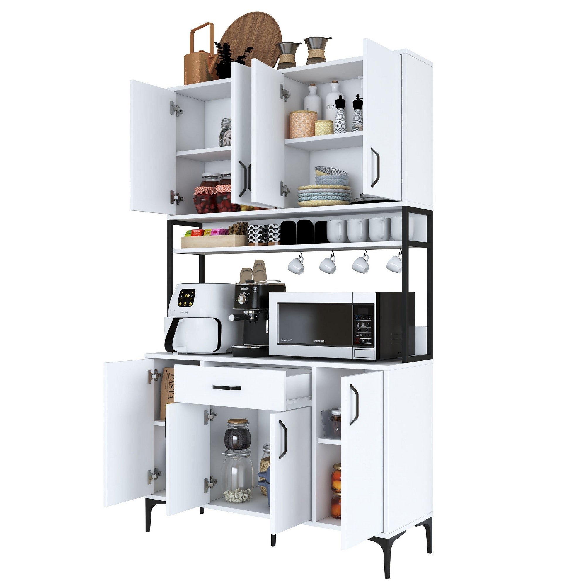 Armário multifuncional – 120 x 198,6 x 40 cm – Branco – 100% aglomerado de qualidade E1