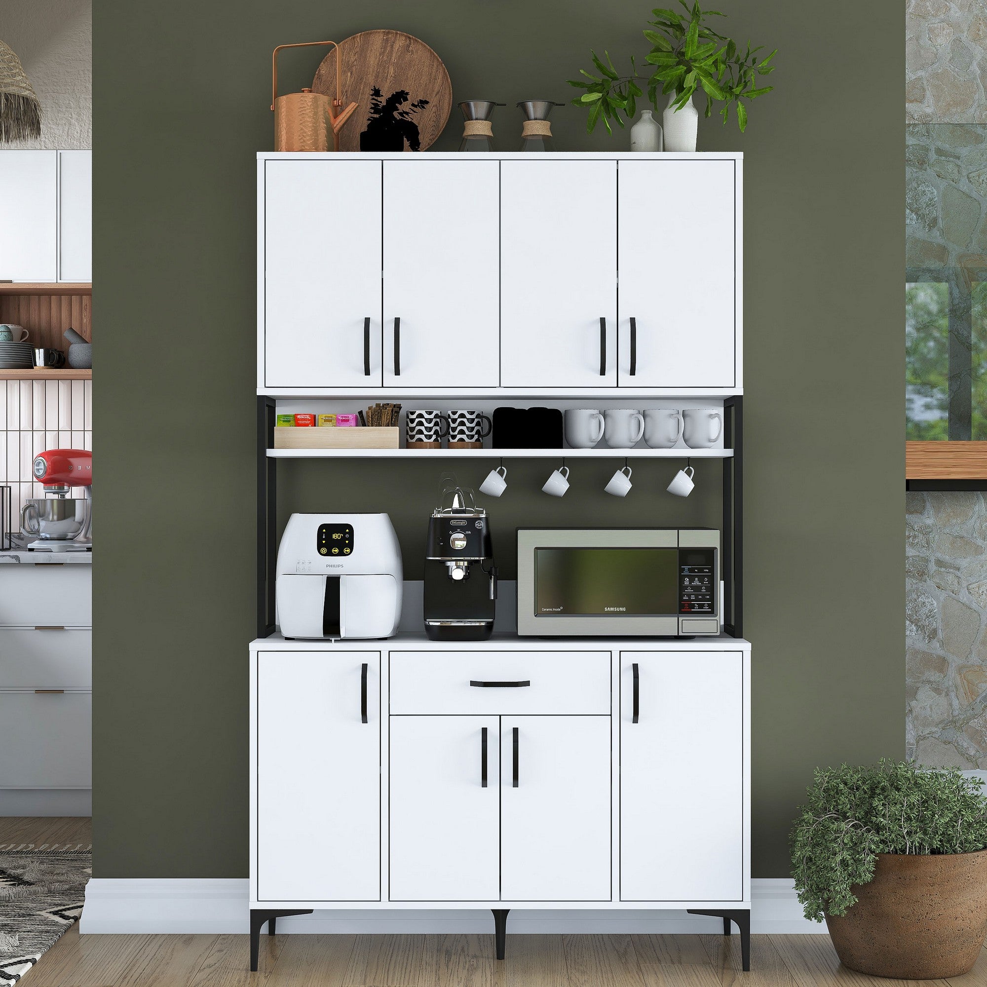 Armário multifuncional – 120 x 198,6 x 40 cm – Branco – 100% aglomerado de qualidade E1