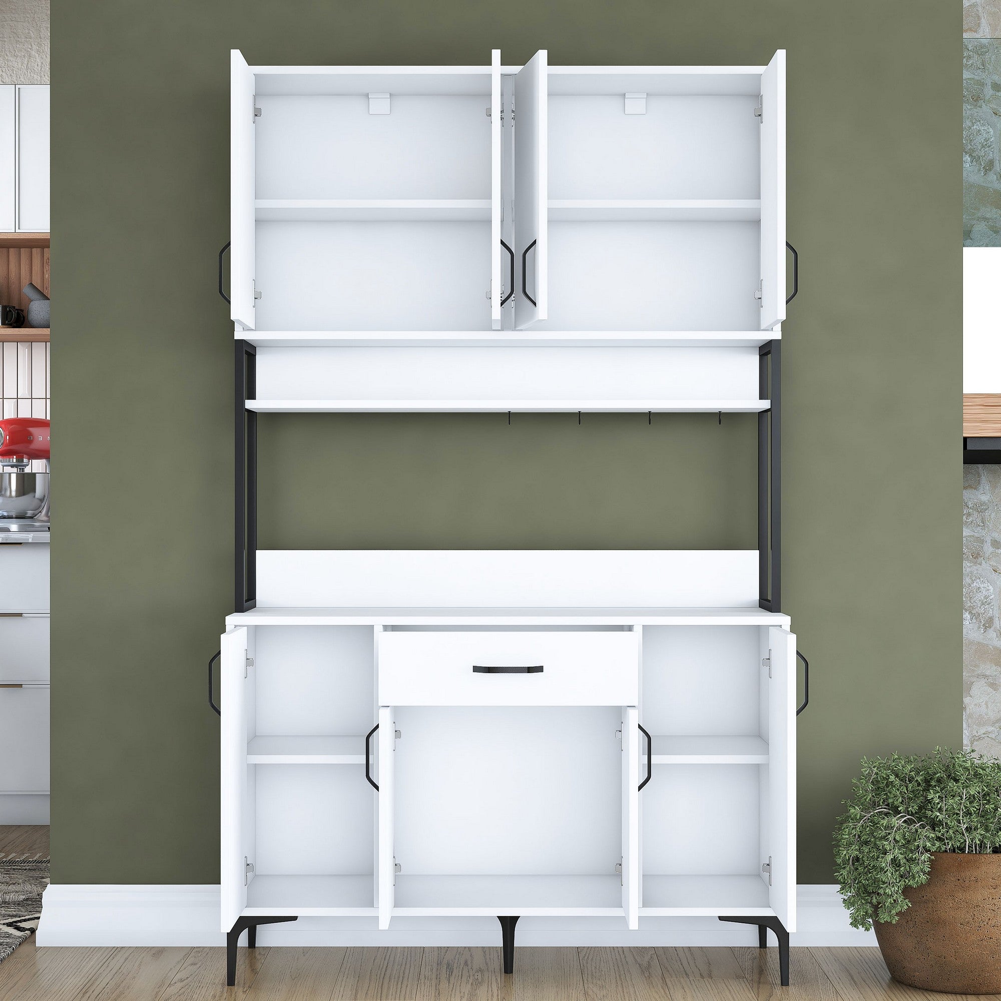 Armário multifuncional – 120 x 198,6 x 40 cm – Branco – 100% aglomerado de qualidade E1