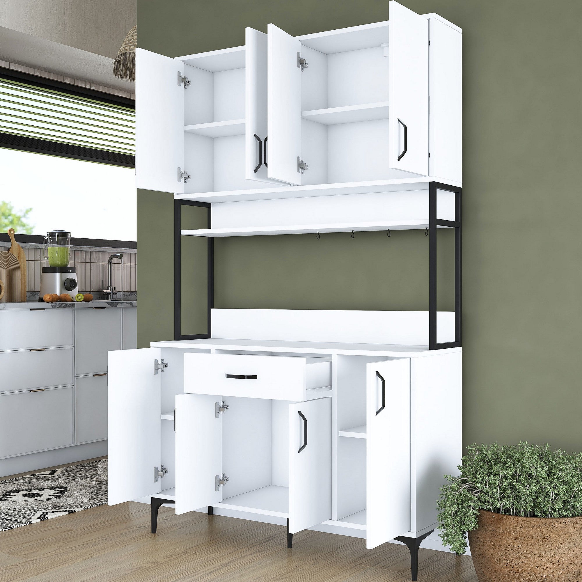 Armário multifuncional – 120 x 198,6 x 40 cm – Branco – 100% aglomerado de qualidade E1