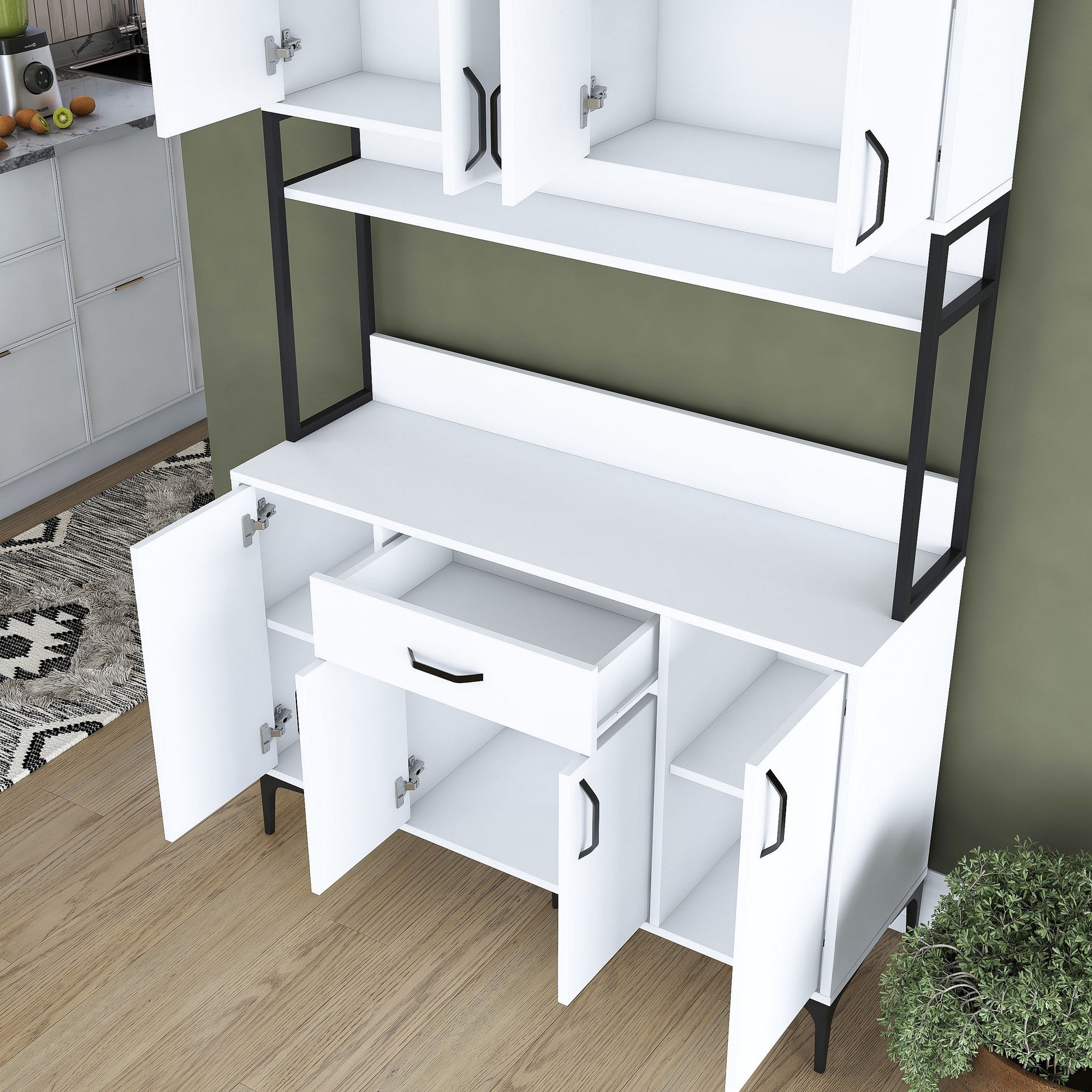 Armário multifuncional – 120 x 198,6 x 40 cm – Branco – 100% aglomerado de qualidade E1