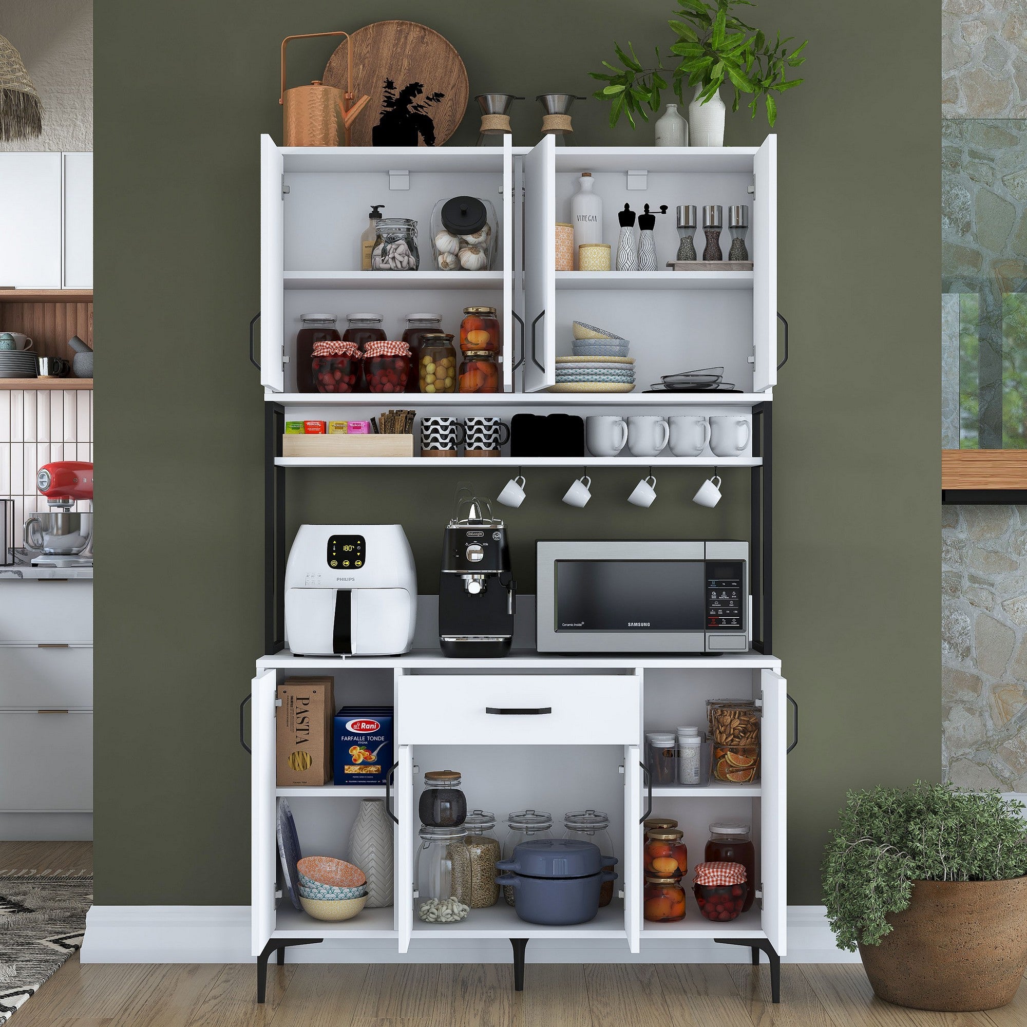 Armário multifuncional – 120 x 198,6 x 40 cm – Branco – 100% aglomerado de qualidade E1