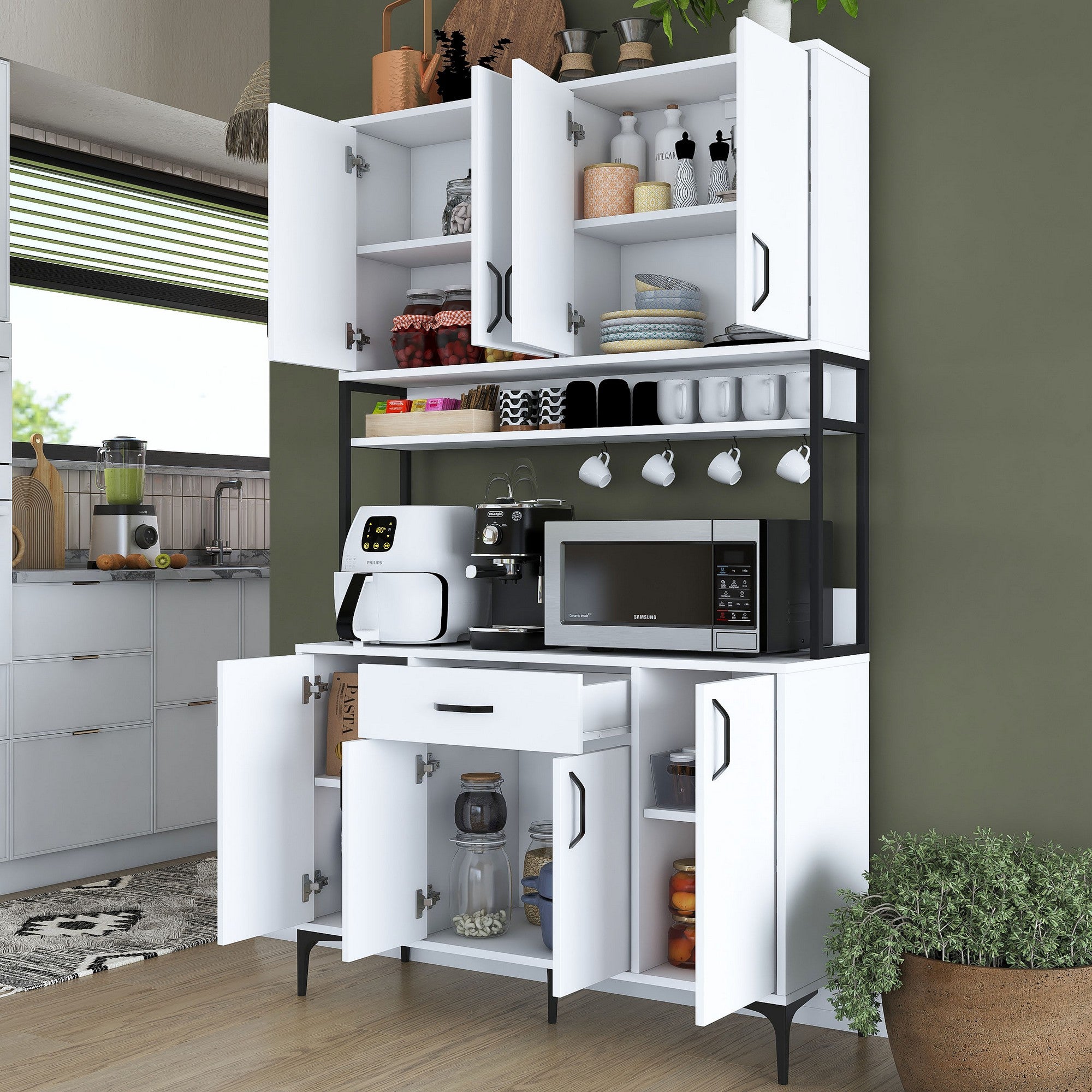 Armário multifuncional – 120 x 198,6 x 40 cm – Branco – 100% aglomerado de qualidade E1