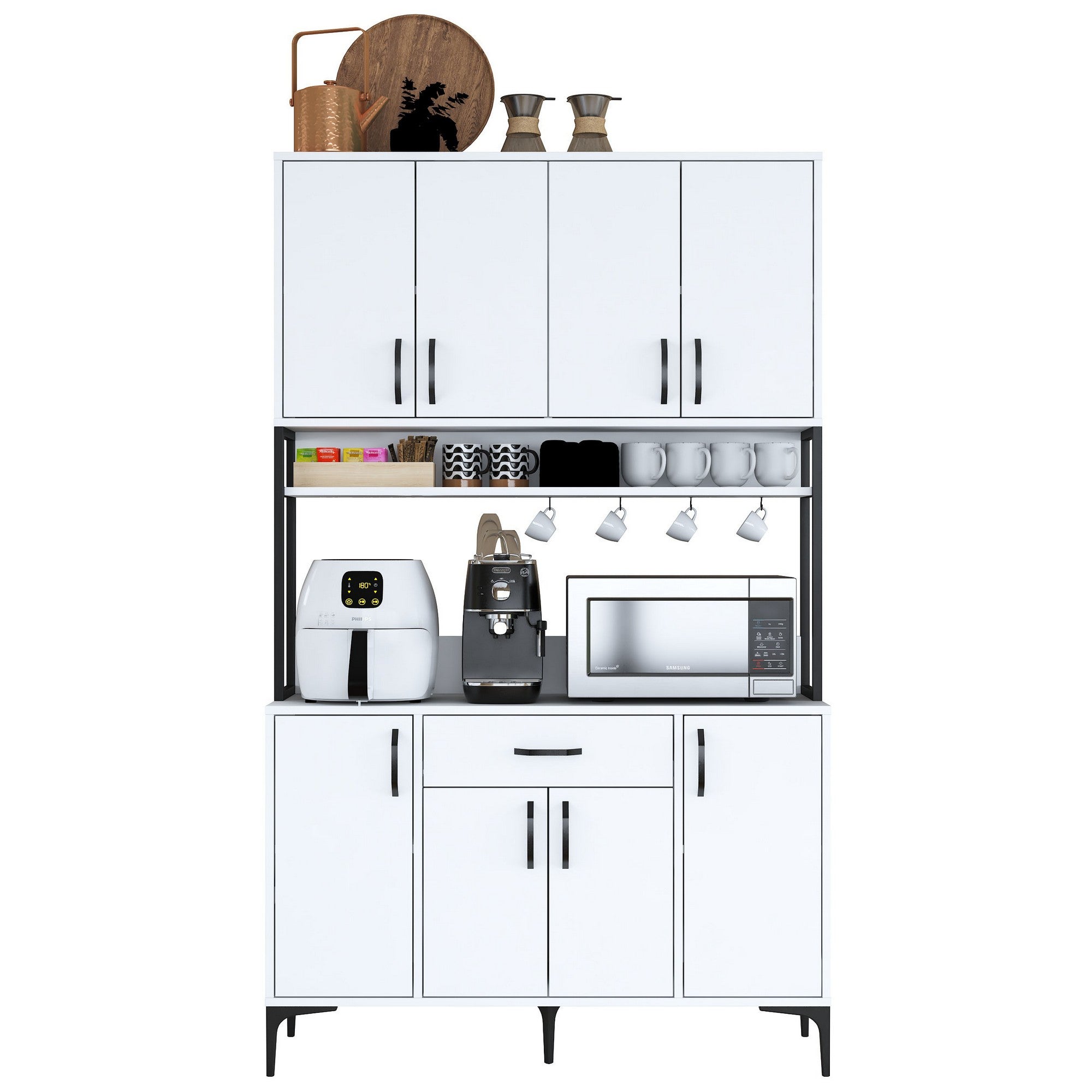 Armário multifuncional – 120 x 198,6 x 40 cm – Branco – 100% aglomerado de qualidade E1