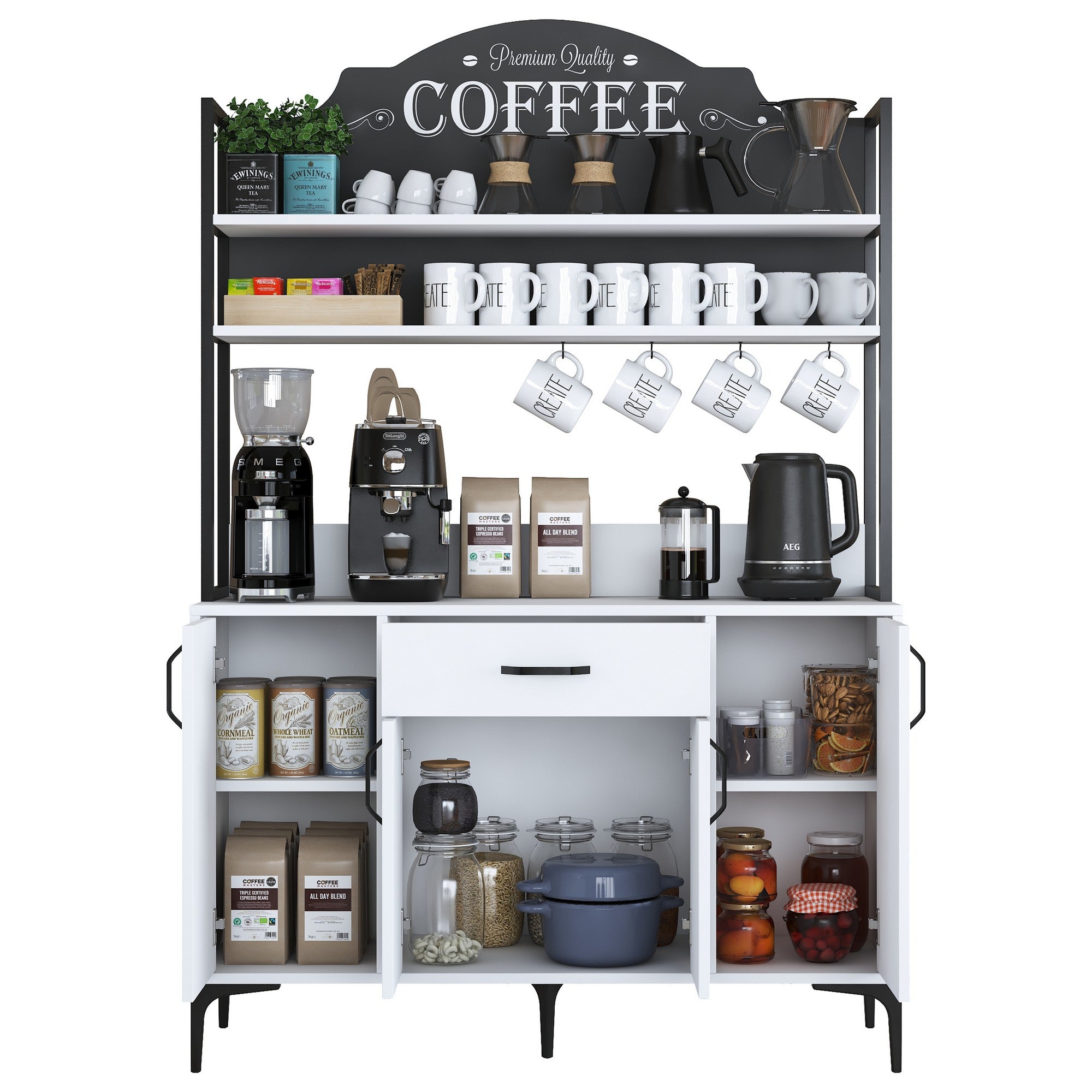 Armário multifuncional – 120 x 183,6 x 40 cm – Branco – Aglomerado