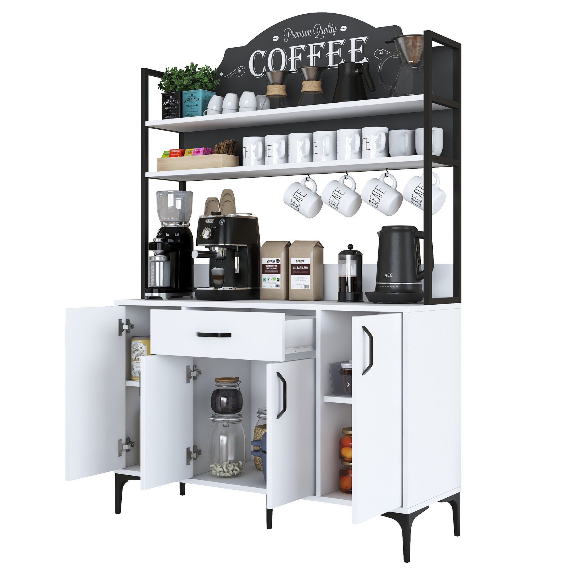 Armário multifuncional – 120 x 183,6 x 40 cm – Branco – Aglomerado