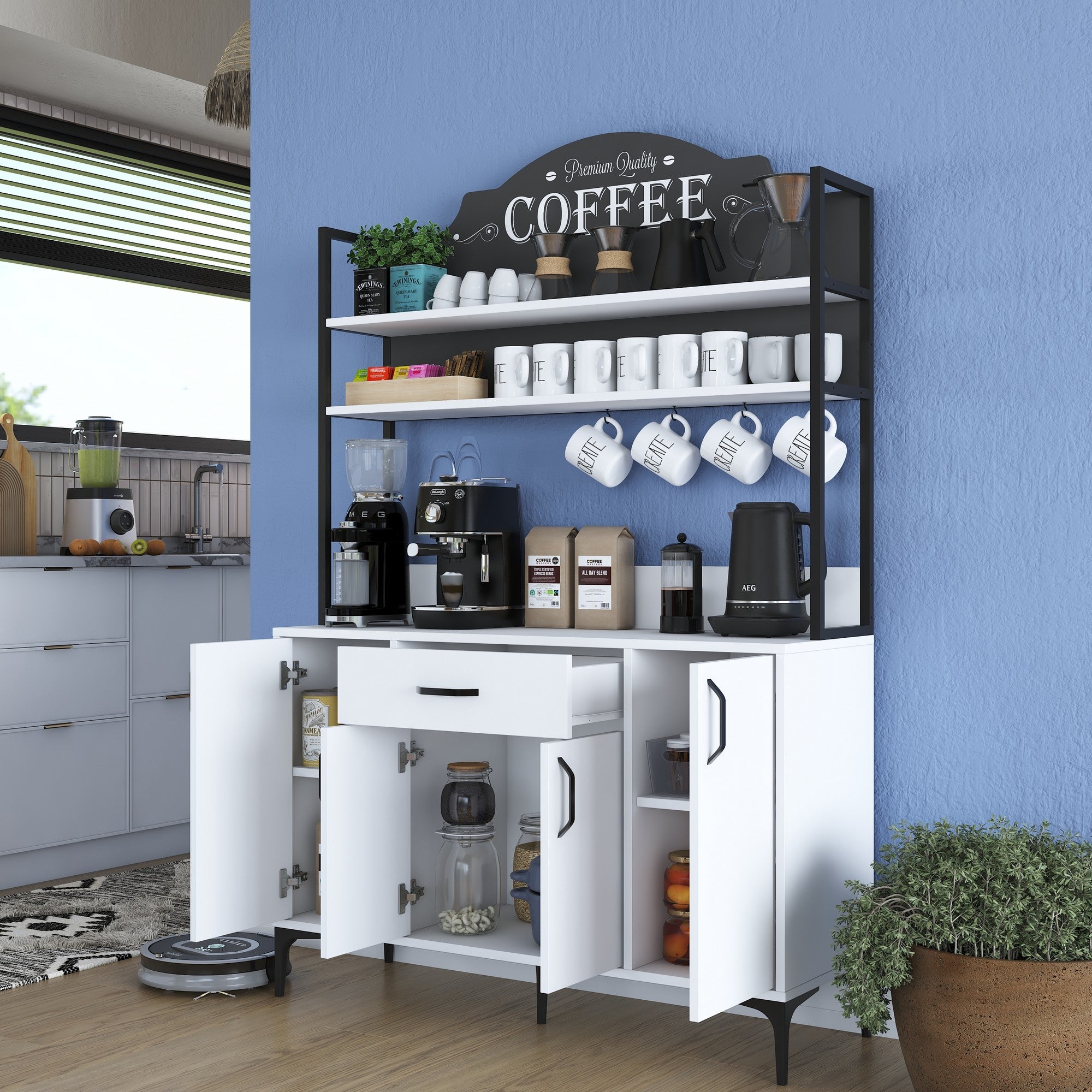 Armário multifuncional – 120 x 183,6 x 40 cm – Branco – Aglomerado