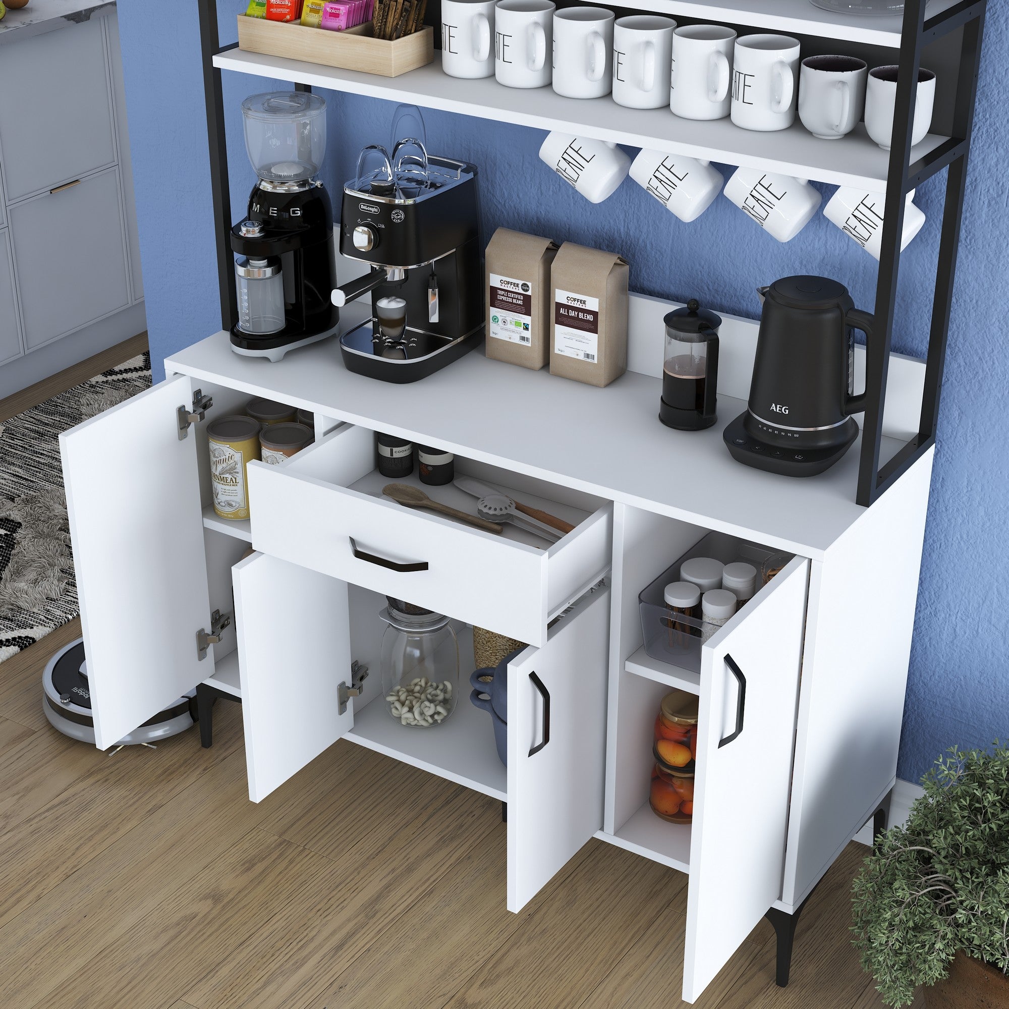 Armário multifuncional – 120 x 183,6 x 40 cm – Branco – Aglomerado