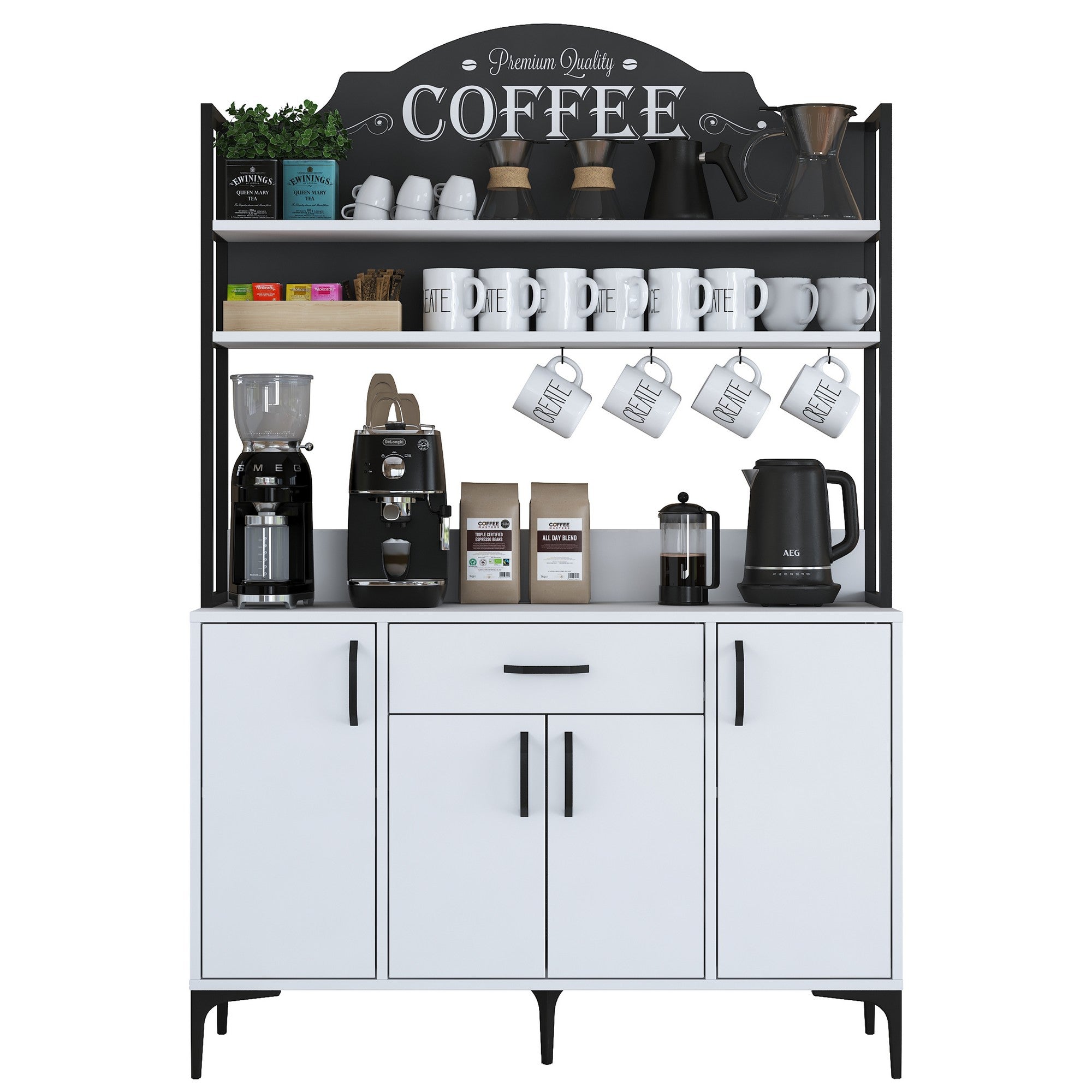 Armário multifuncional – 120 x 183,6 x 40 cm – Branco – Aglomerado