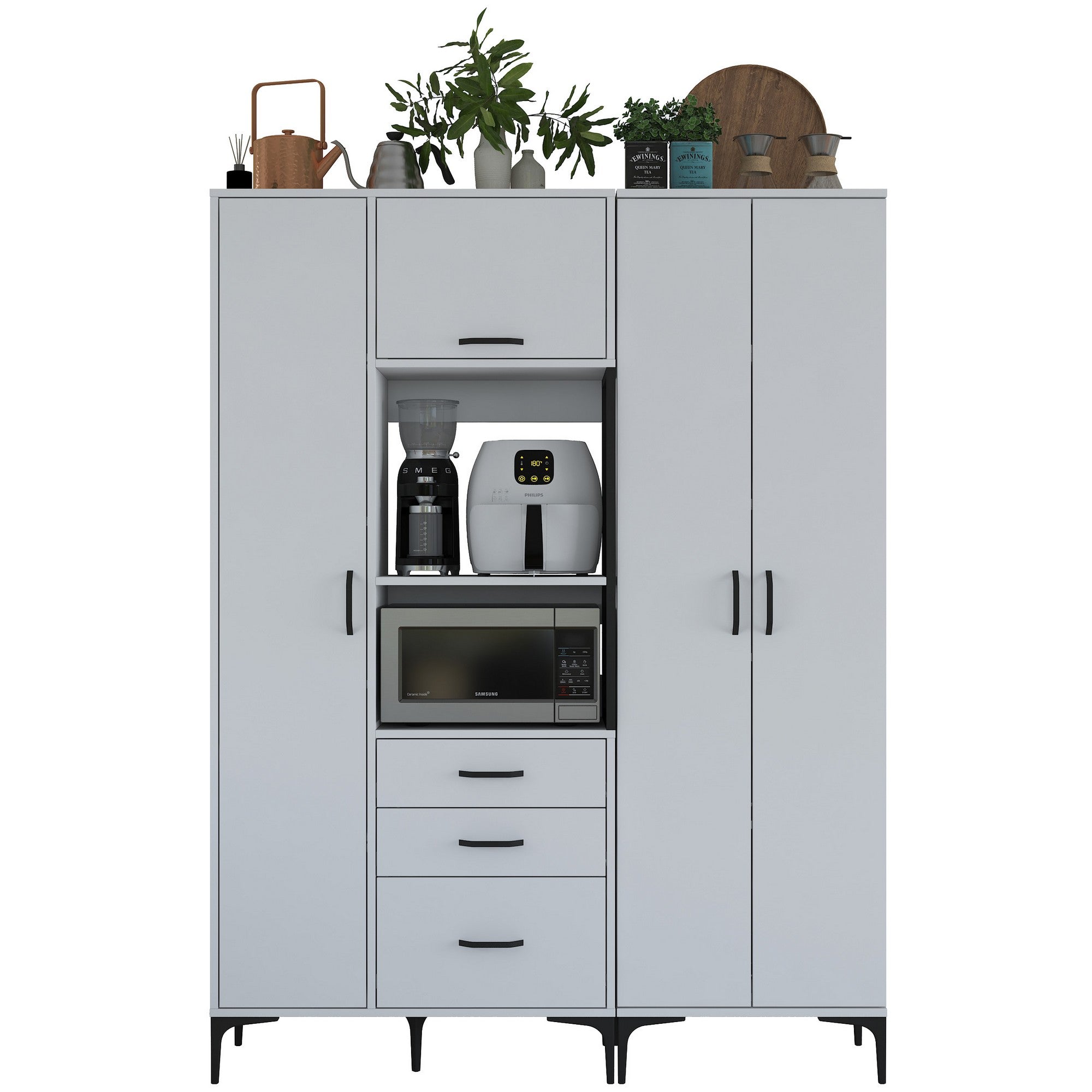 Armário multifuncional – 150 x 198,6 x 40 cm – Branco – Aglomerado