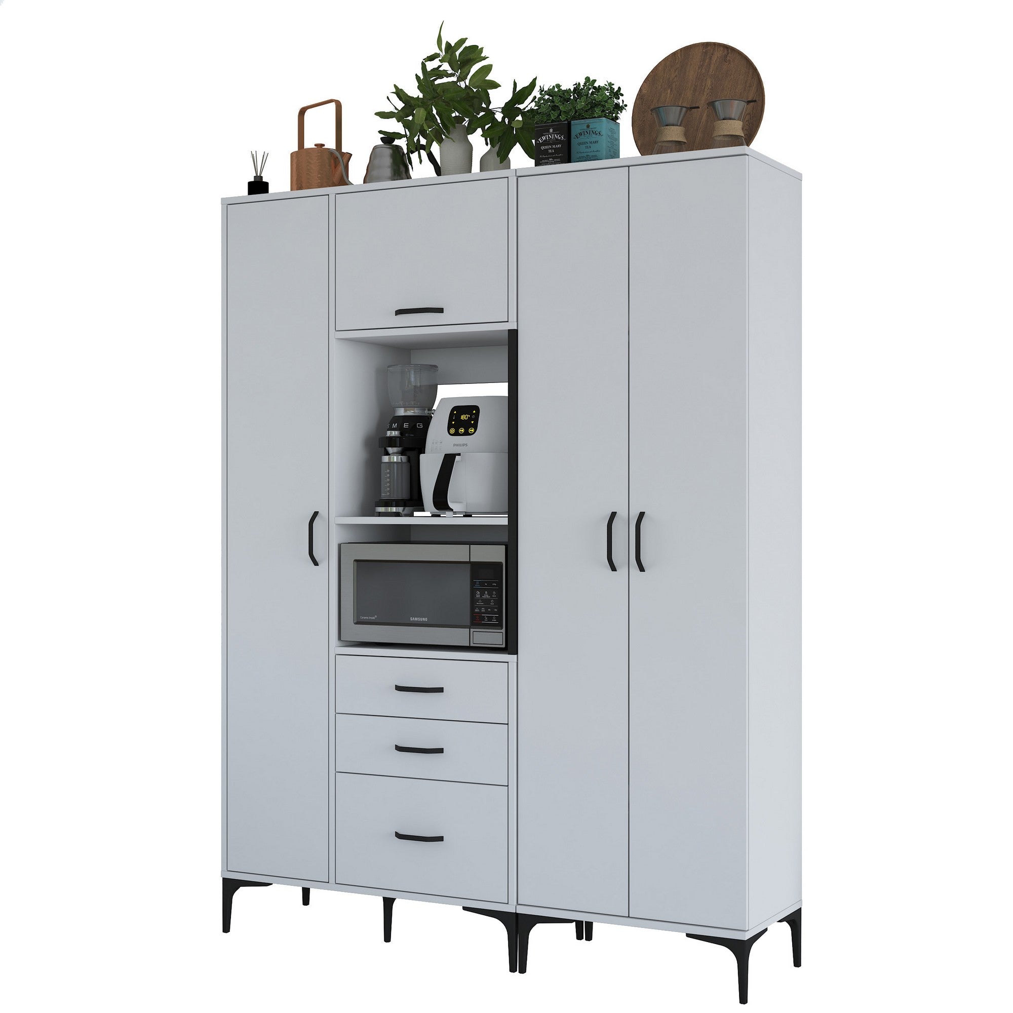 Armário multifuncional – 150 x 198,6 x 40 cm – Branco – Aglomerado