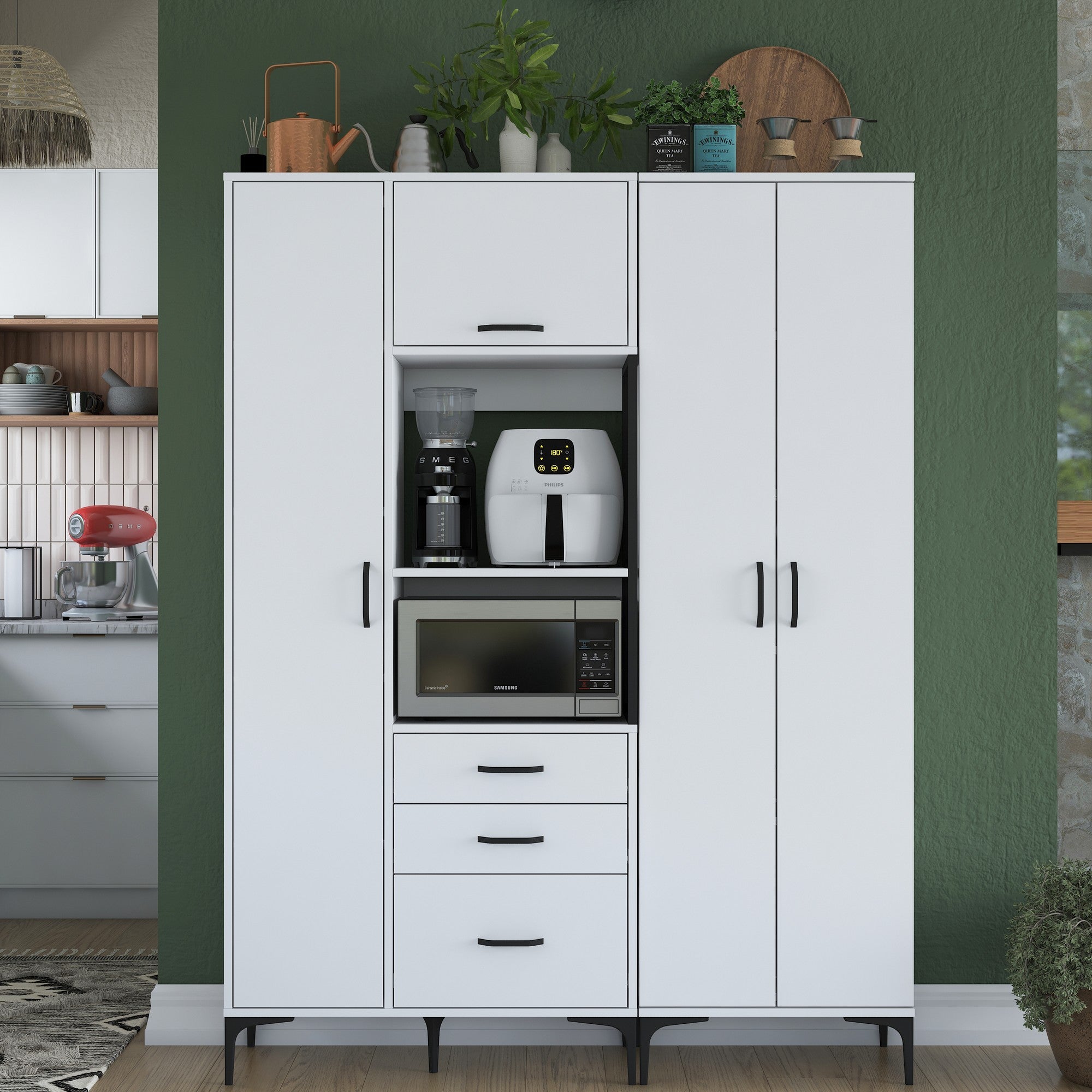 Armário multifuncional – 150 x 198,6 x 40 cm – Branco – Aglomerado