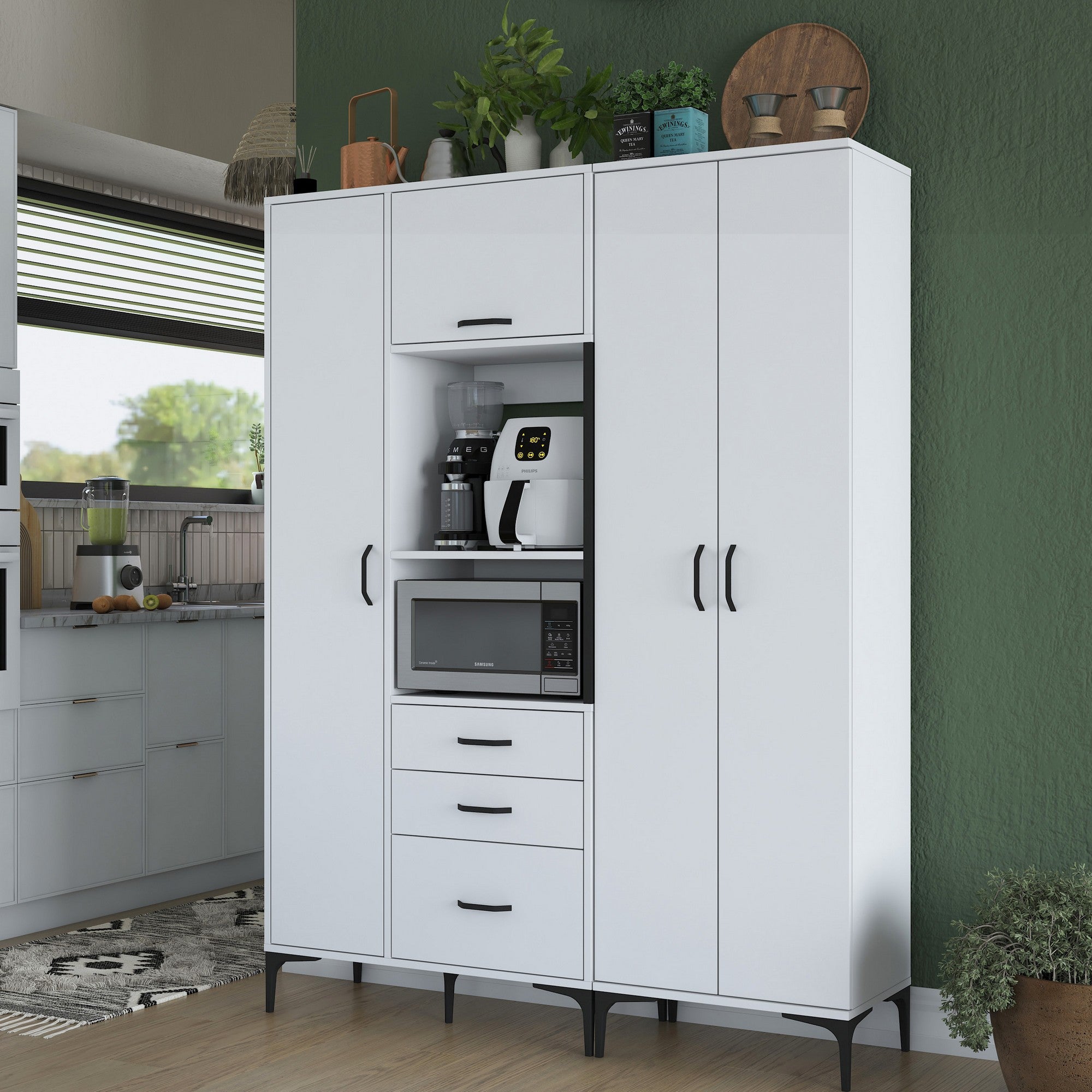 Armário multifuncional – 150 x 198,6 x 40 cm – Branco – Aglomerado