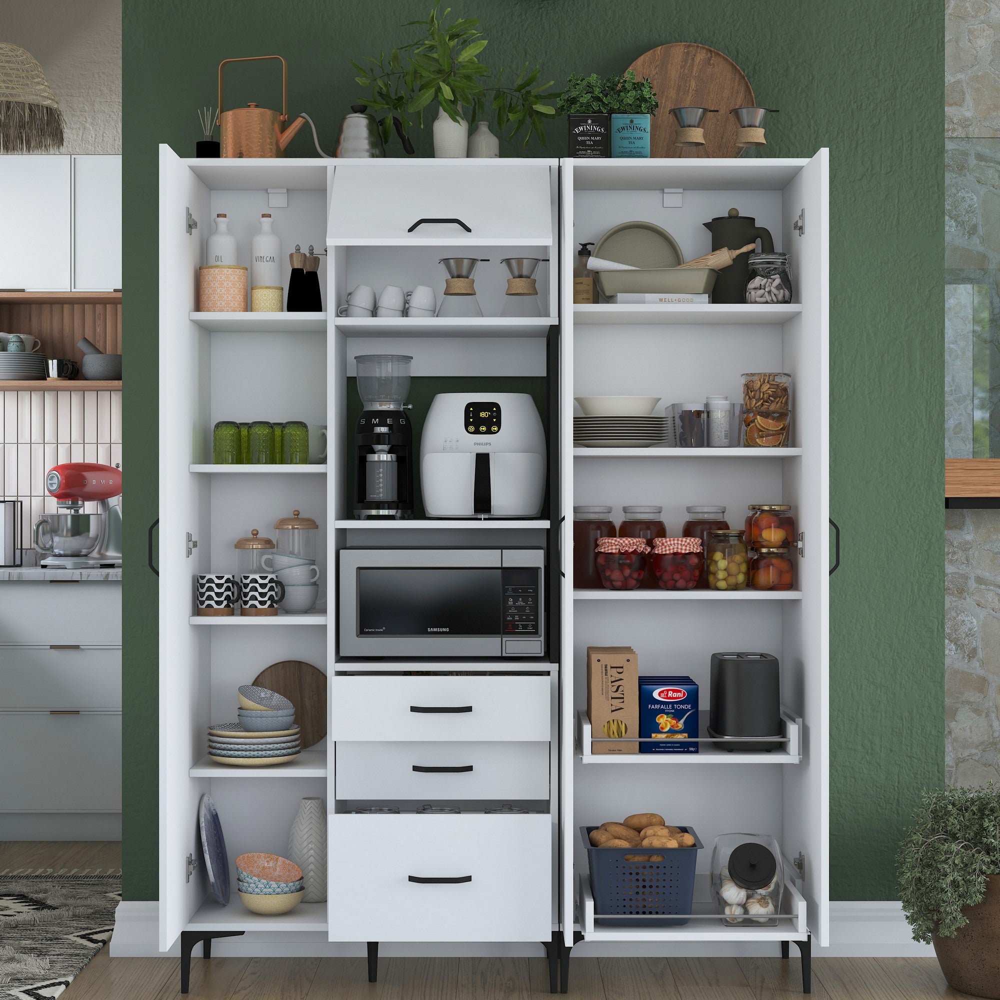 Armário multifuncional – 150 x 198,6 x 40 cm – Branco – Aglomerado