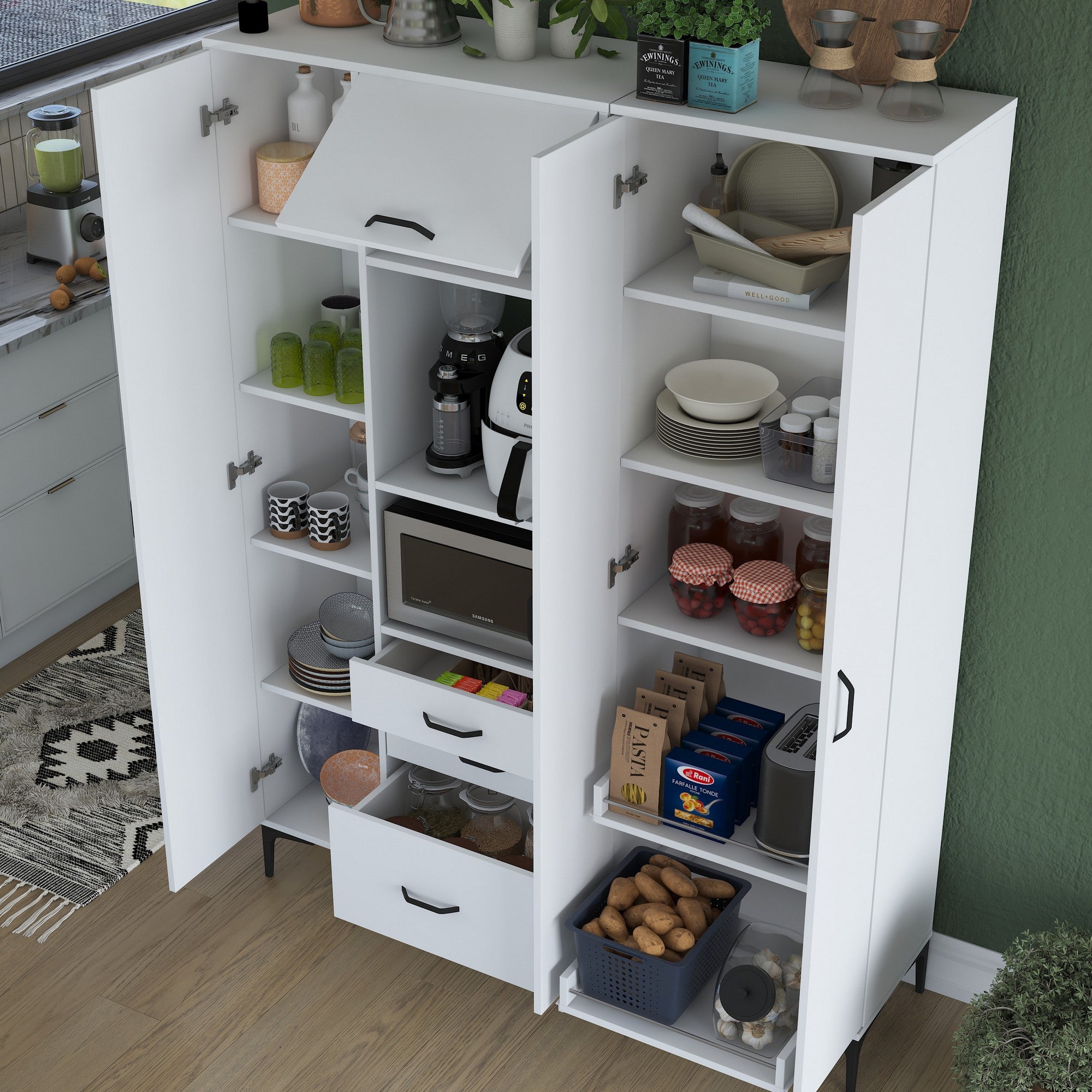 Armário multifuncional – 150 x 198,6 x 40 cm – Branco – Aglomerado