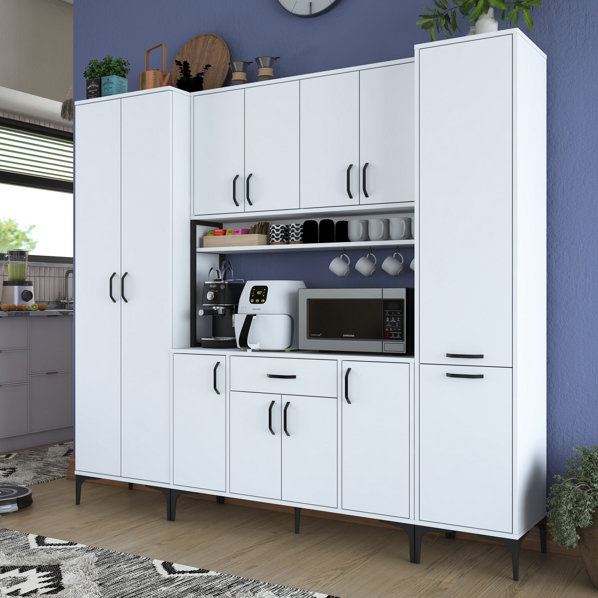 Armário multifuncional – 220 x 198,6 x 40 cm – Branco – Aglomerado