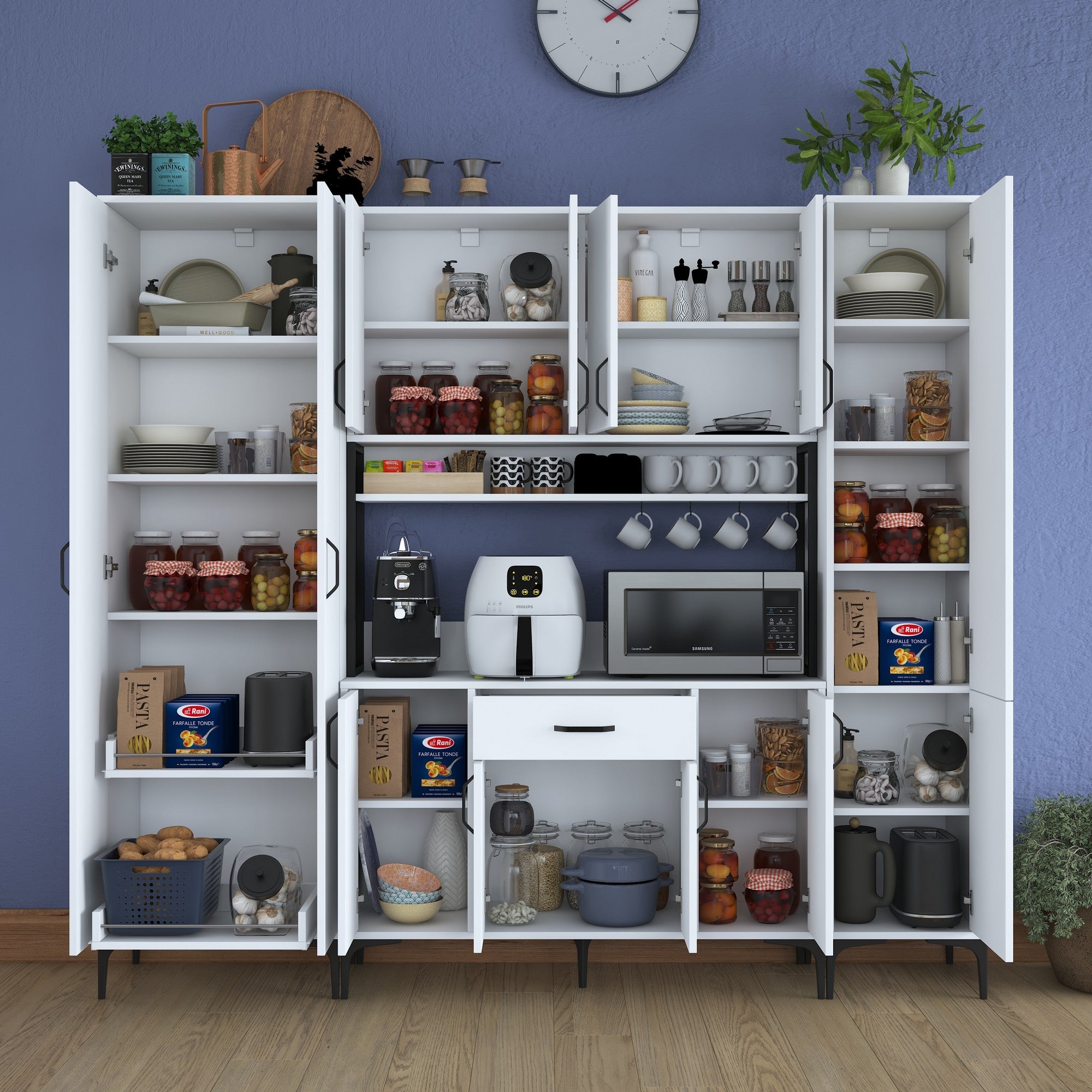 Armário multifuncional – 220 x 198,6 x 40 cm – Branco – Aglomerado